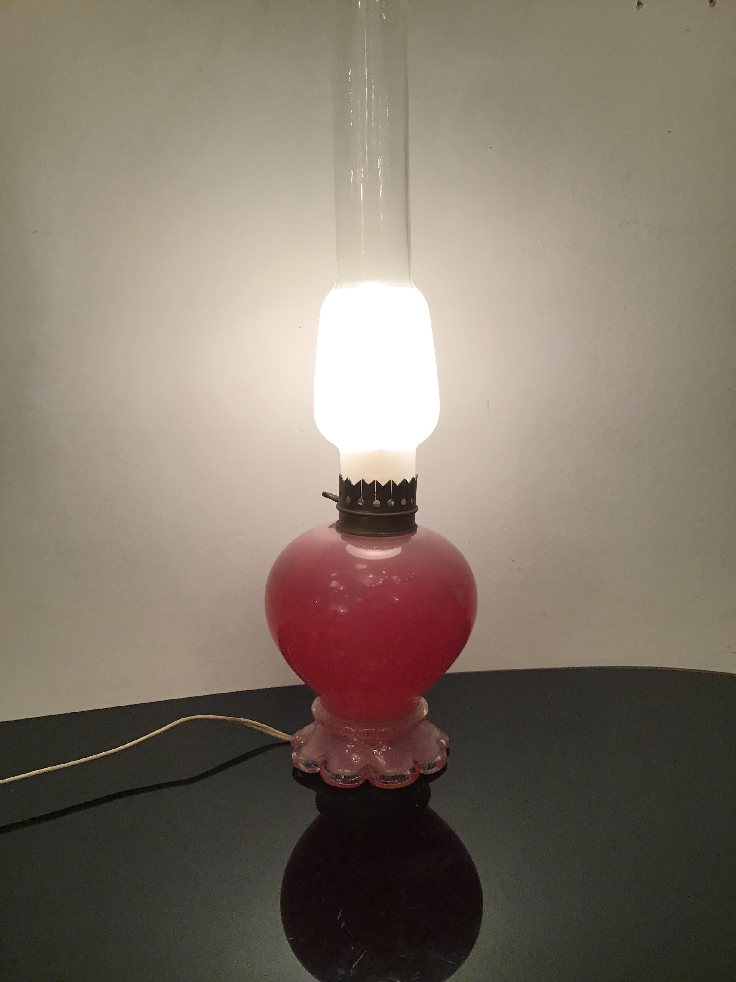 Lampada da tavolo Seguso Vetro di Murano Ottone 1950 Italia in vendita 5