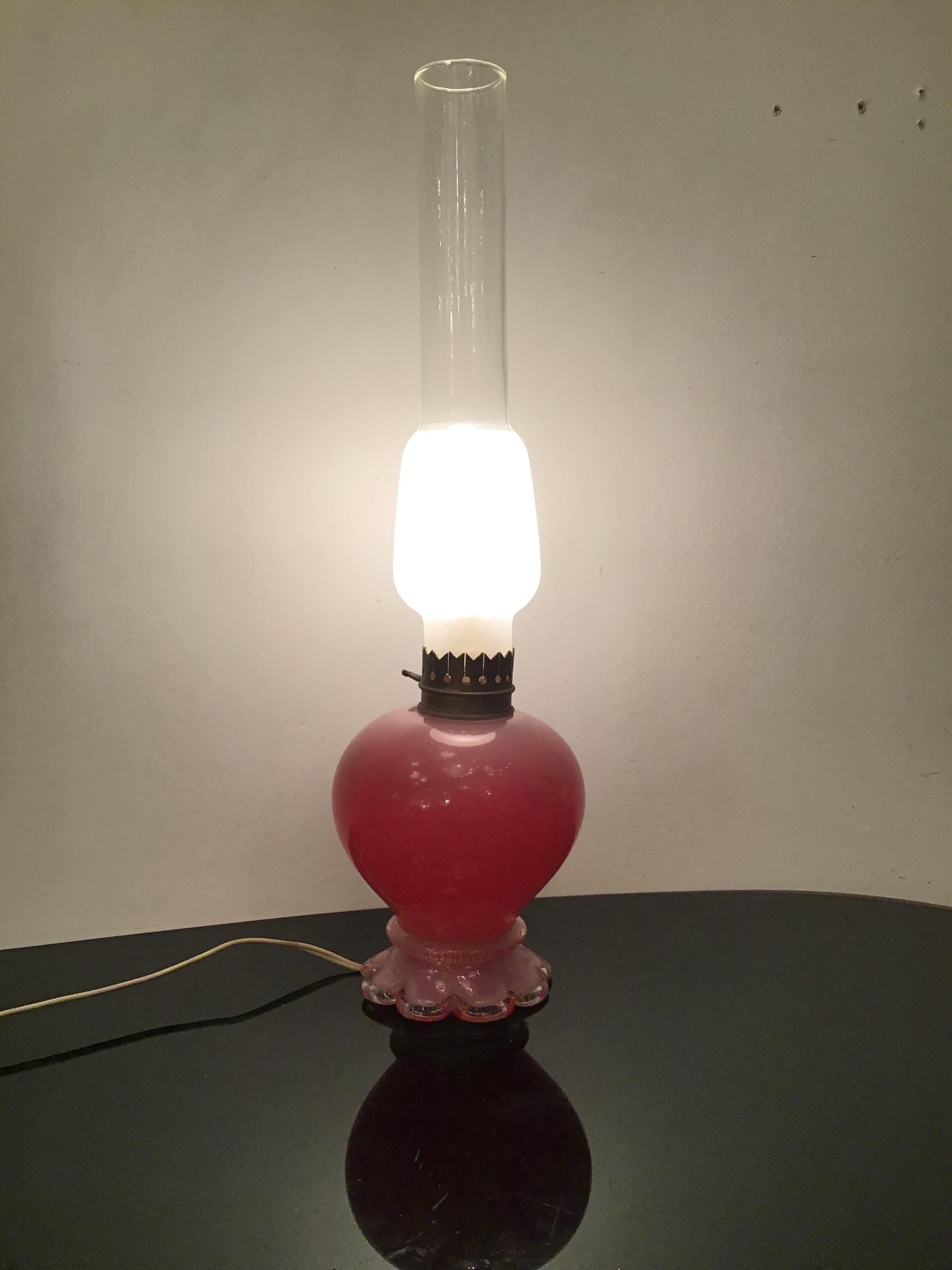 Seguso Table Lamp Murano Glass Brass 1950 Italy In Excellent Condition For Sale In Milano, IT