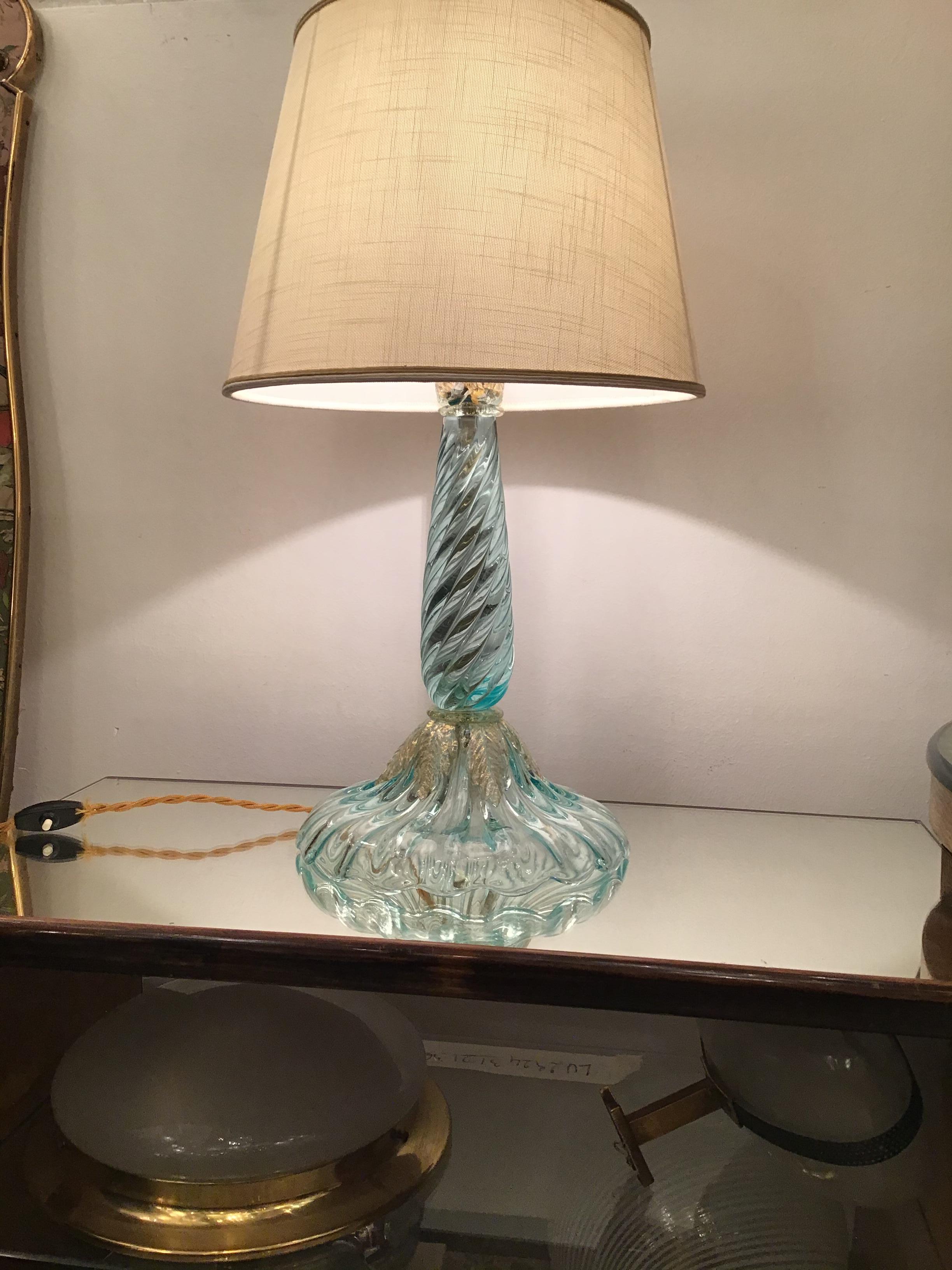 Lámpara de mesa Seguso Pantalla de tela de cristal de Murano, 1940, Italia en Excelente estado para la venta en Milano, IT