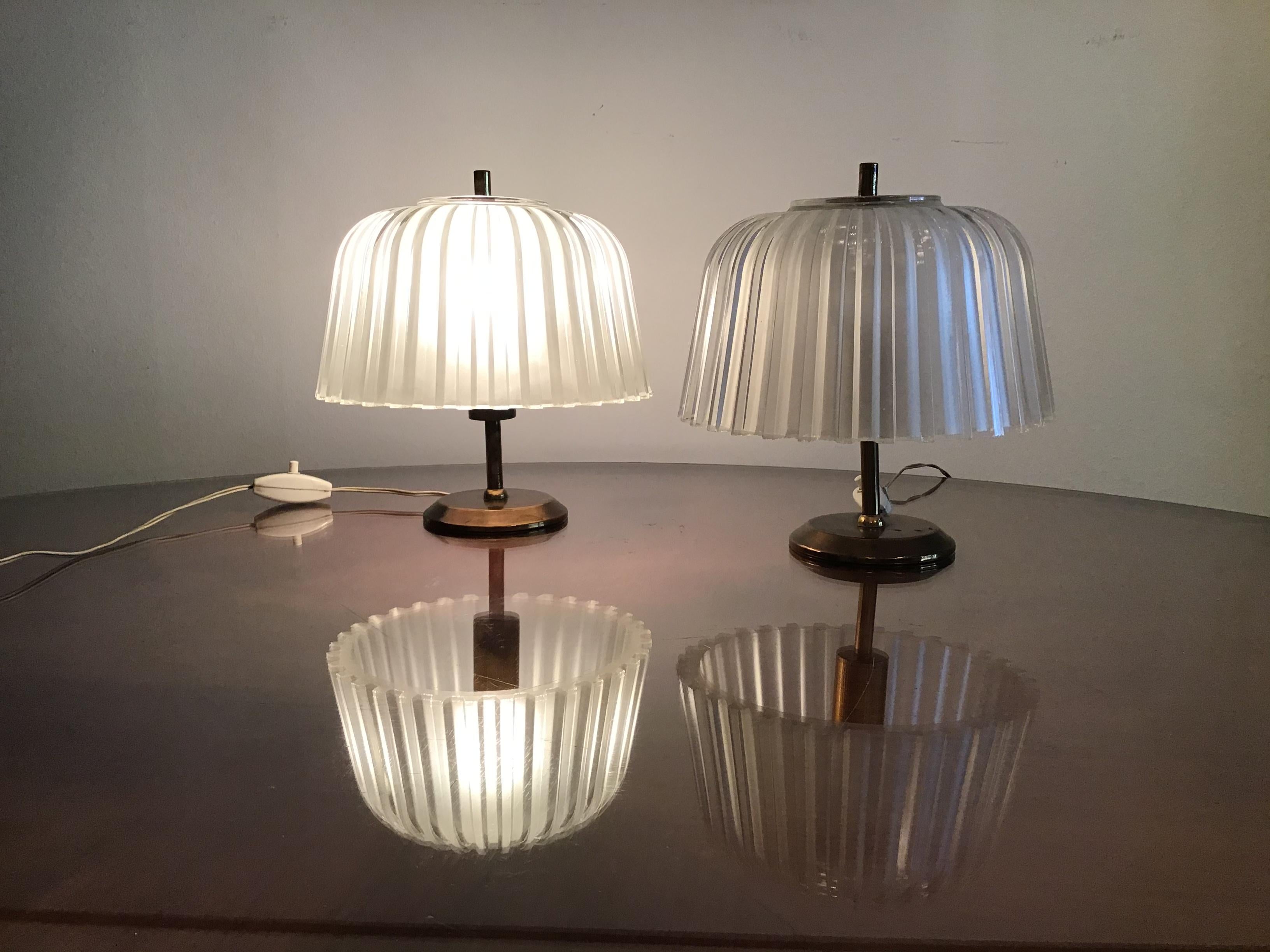 Other Seguso Table Lamps 1930 Brass Glass, Italy