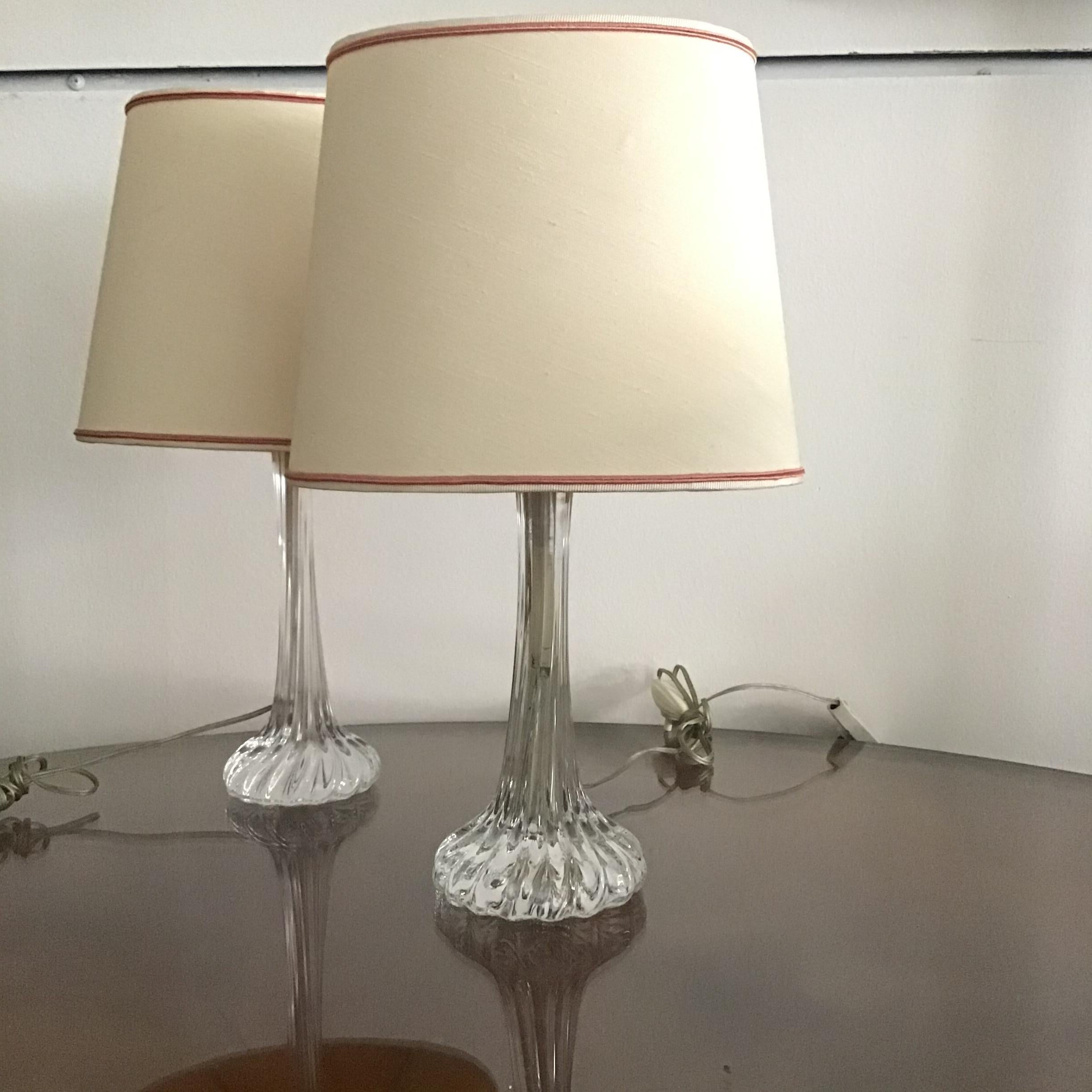 Seguso Table Lamps Murano Glass, 1950, Italy 4