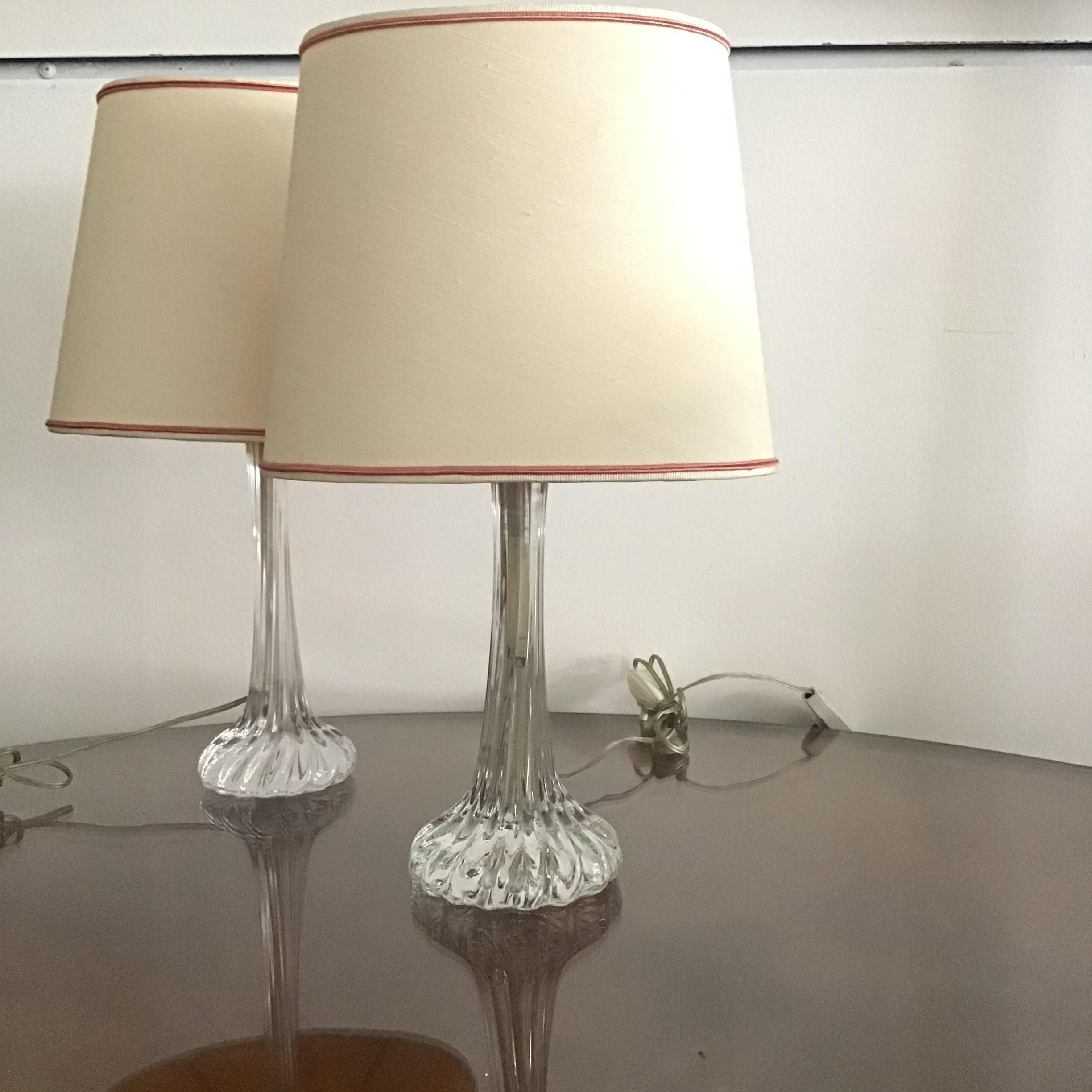 Seguso Table Lamps Murano Glass, 1950, Italy 5