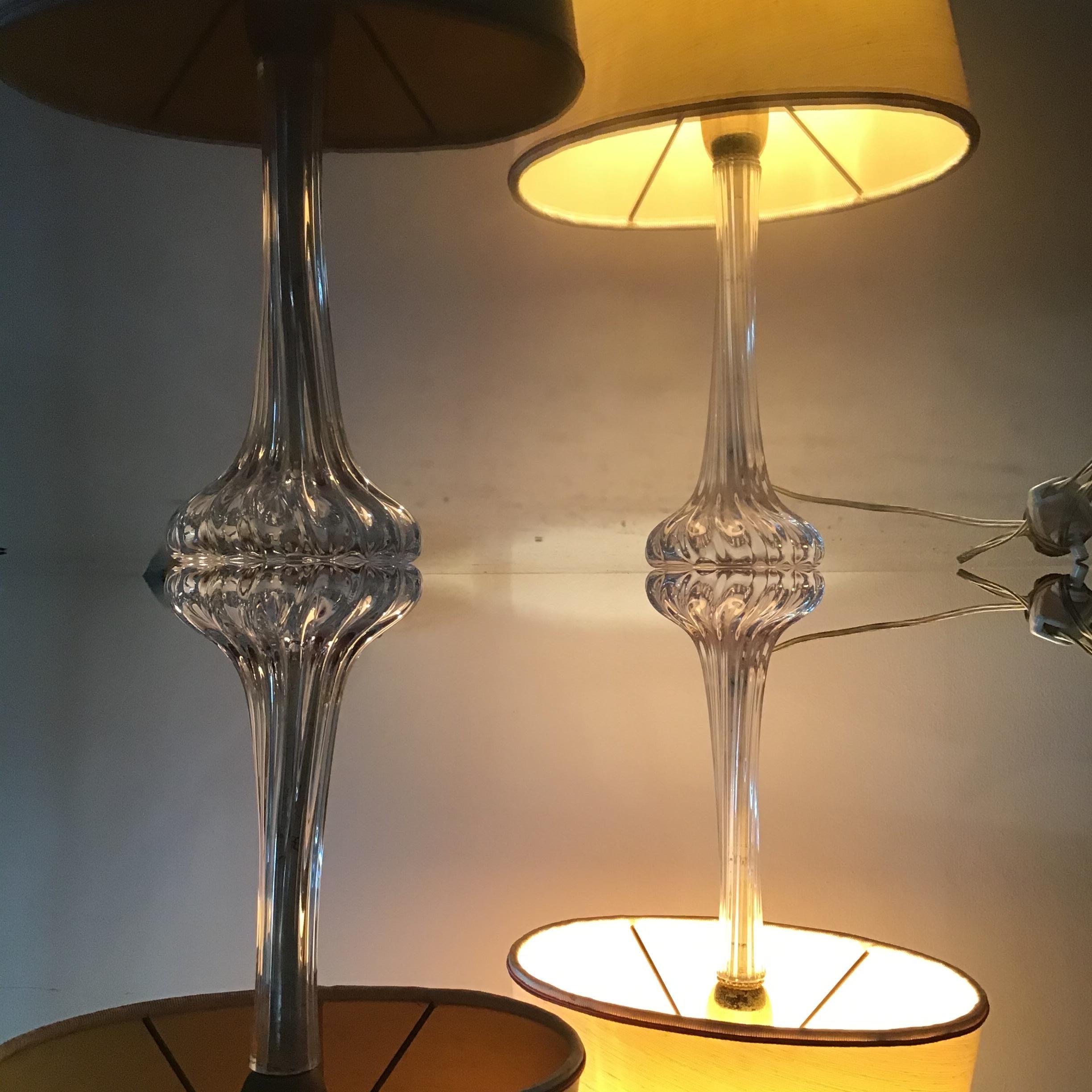 Italian Seguso Table Lamps Murano Glass, 1950, Italy