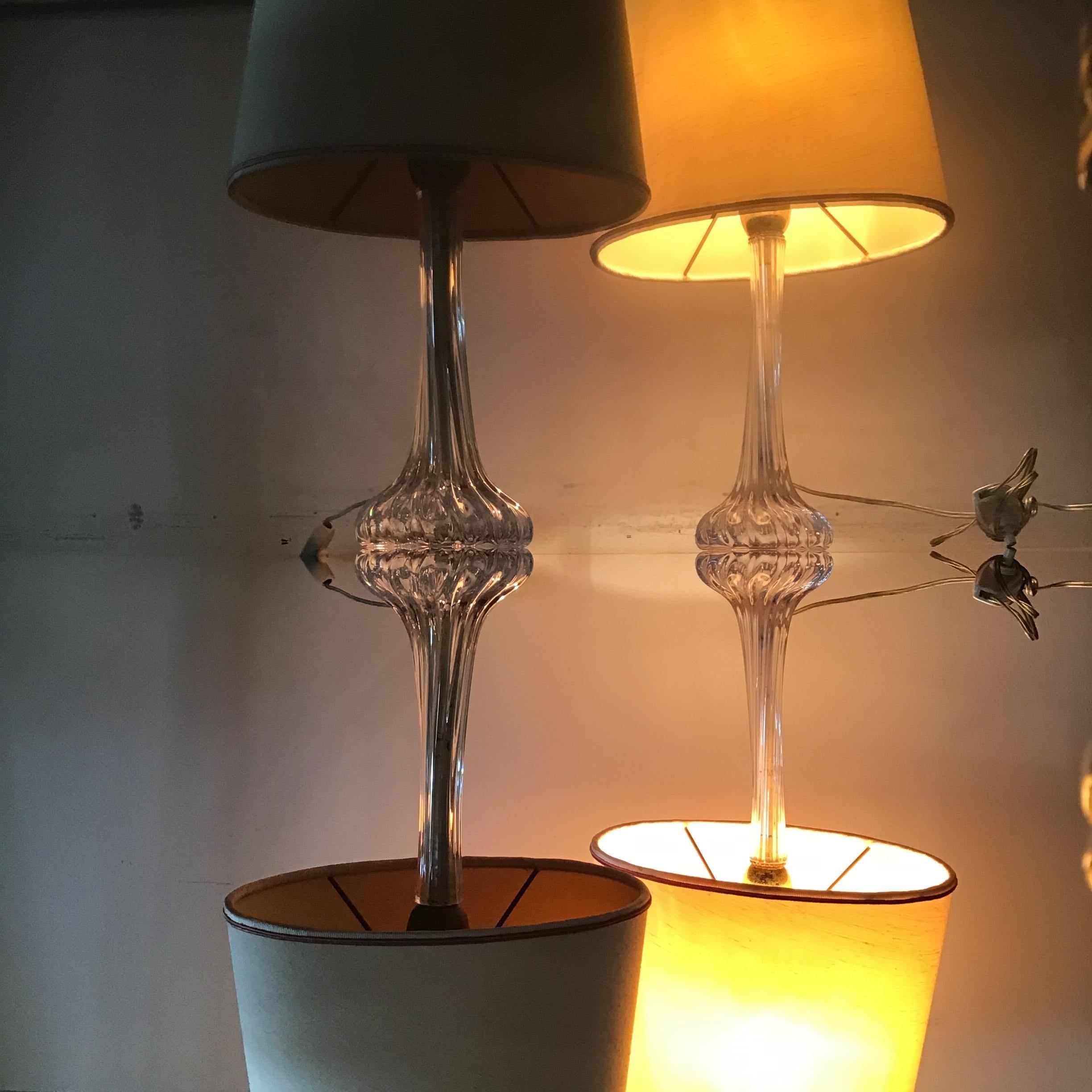 Mid-20th Century Seguso Table Lamps Murano Glass, 1950, Italy