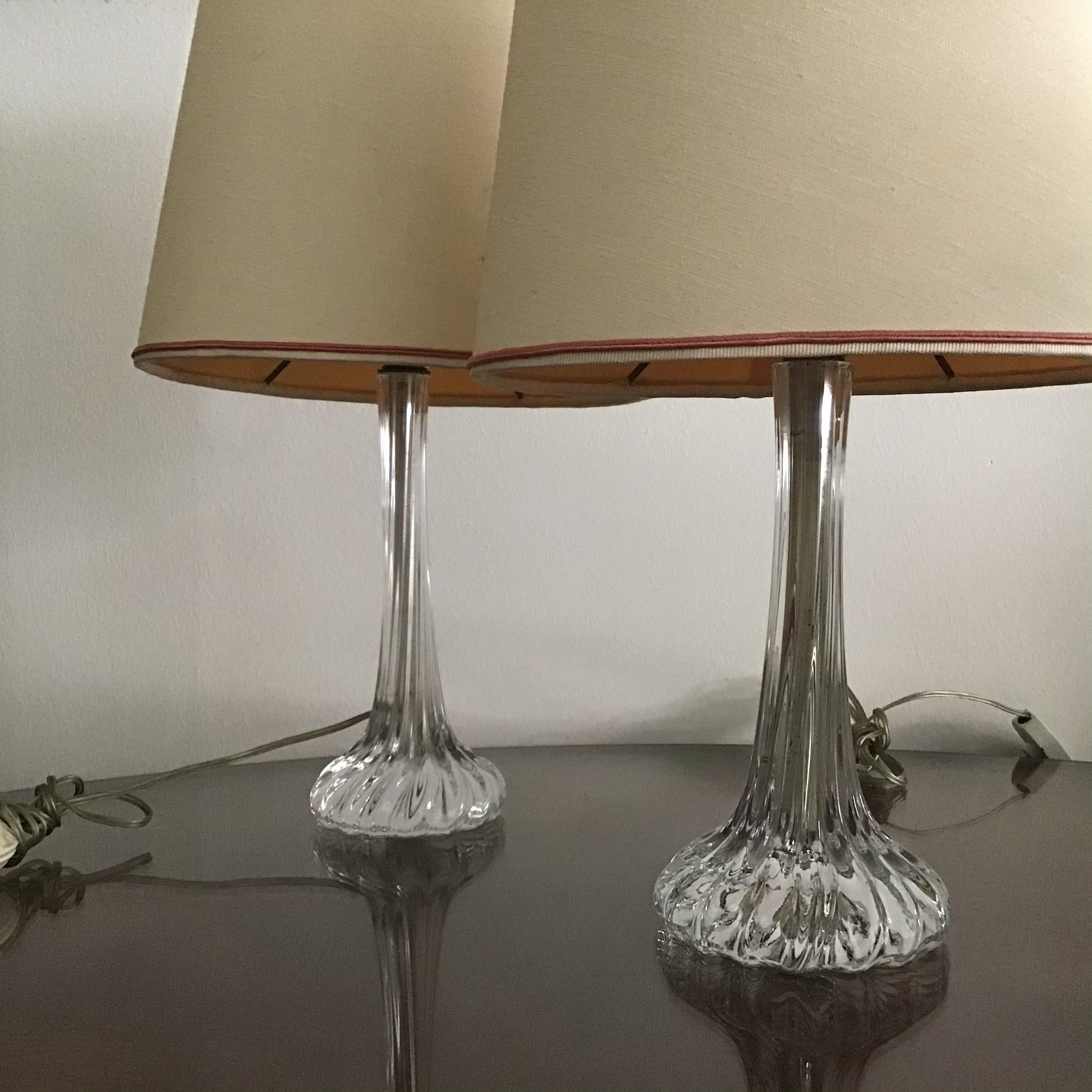 Seguso Table Lamps Murano Glass, 1950, Italy 1