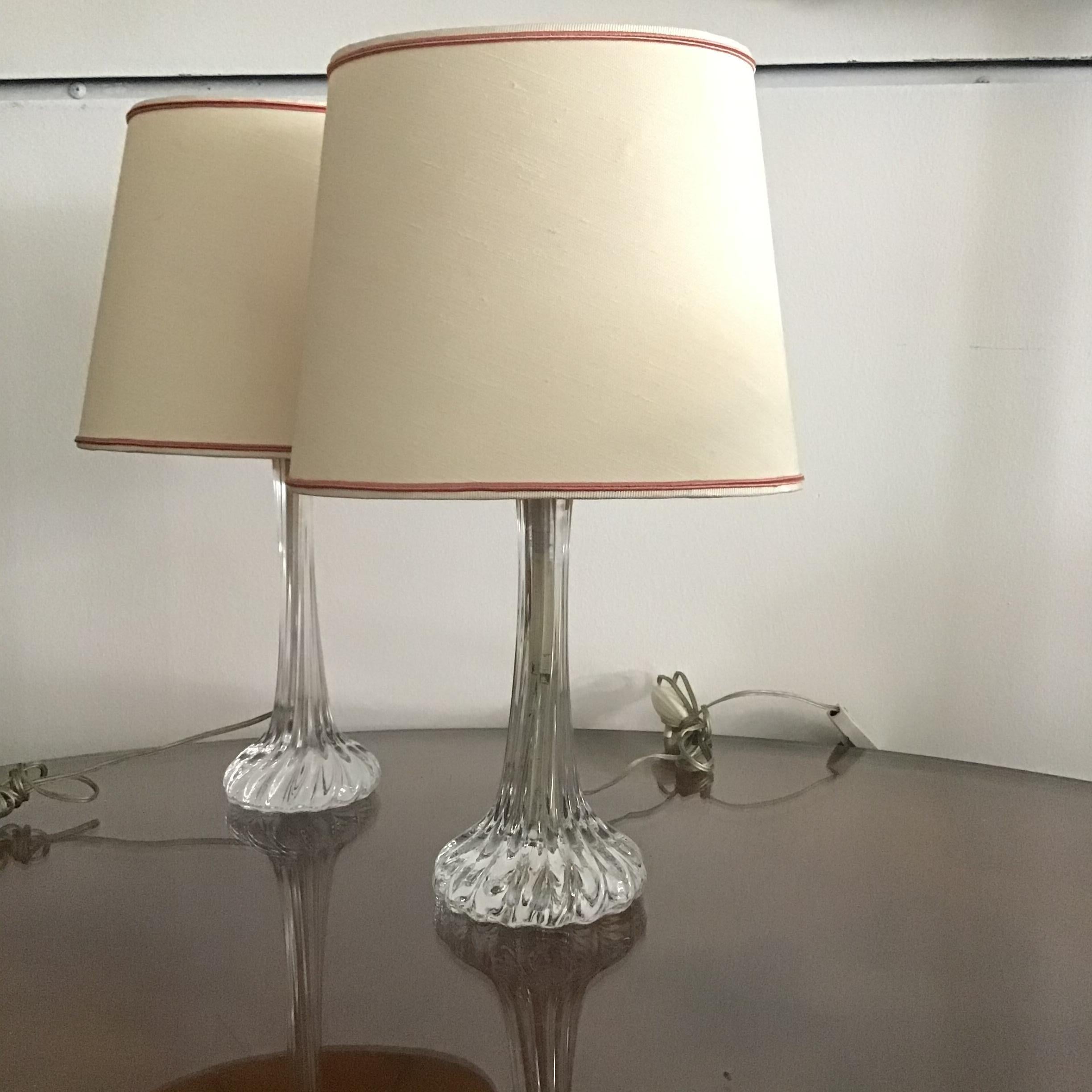 Seguso Table Lamps Murano Glass, 1950, Italy 3