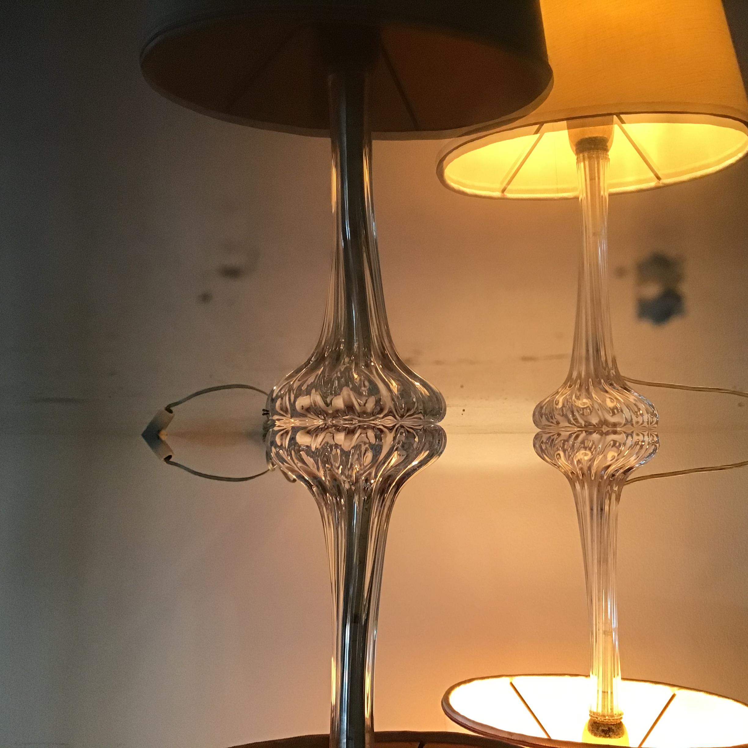 Seguso table lamps Murano glass, 1950, Italy.