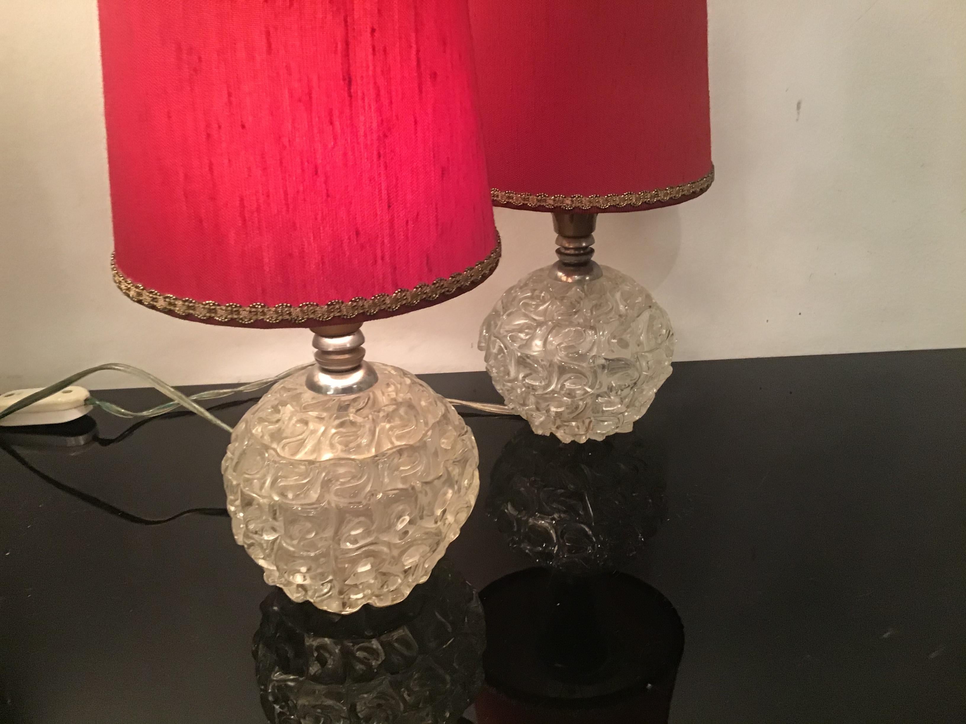 Seguso Table Lamps Murano Glass Metal Crome Lampshade 1940 Italy  For Sale 7