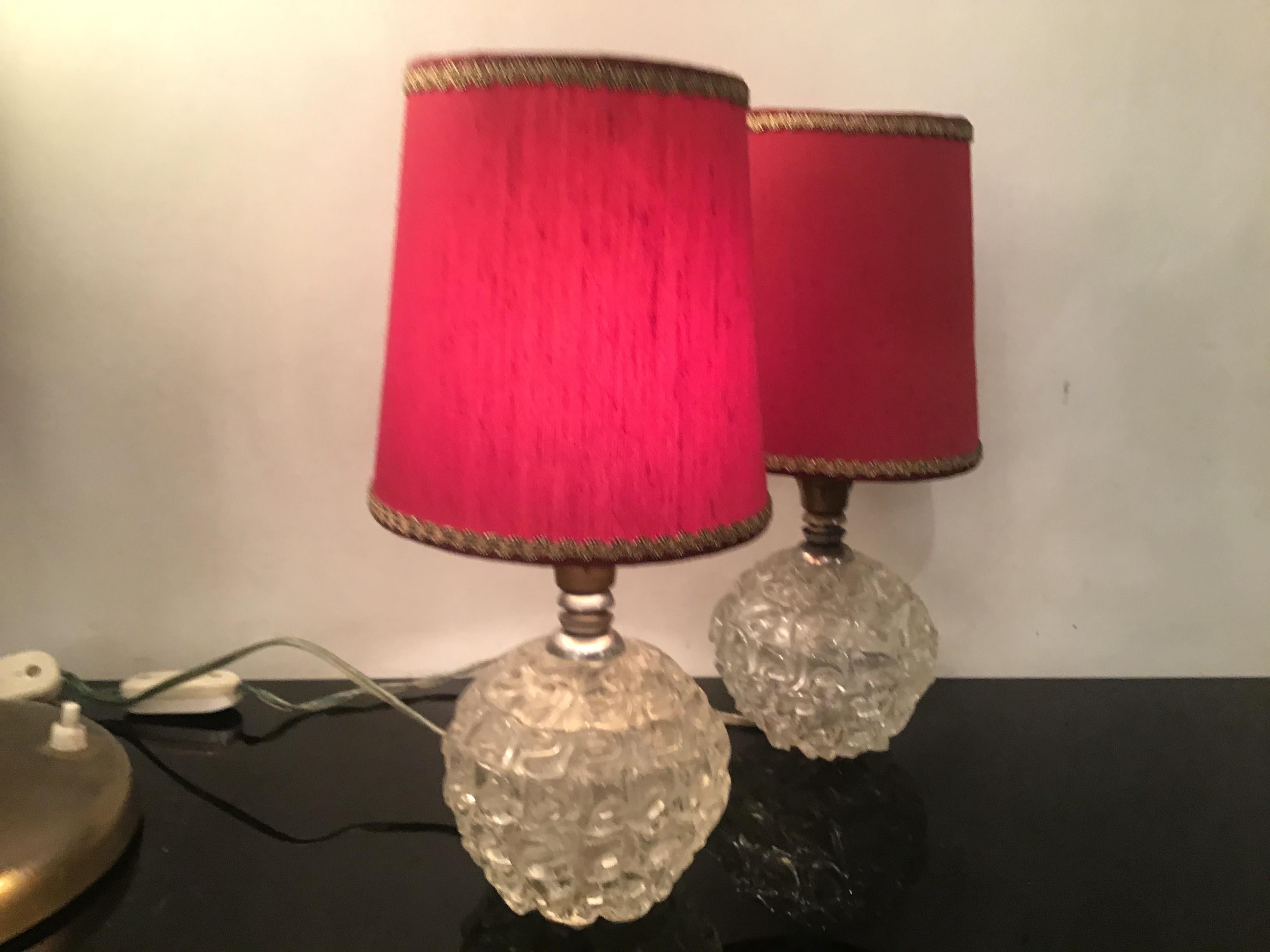 Seguso Table Lamps Murano Glass Metal Crome Lampshade 1940 Italy  For Sale 9
