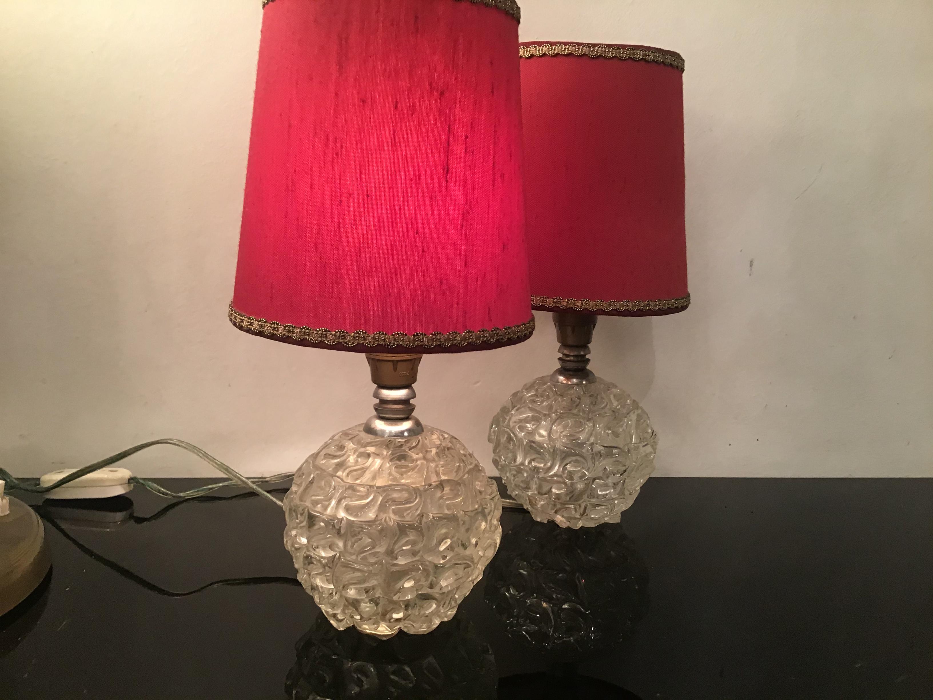 Seguso Table Lamps Murano Glass Metal Crome Lampshade 1940 Italy  For Sale 10