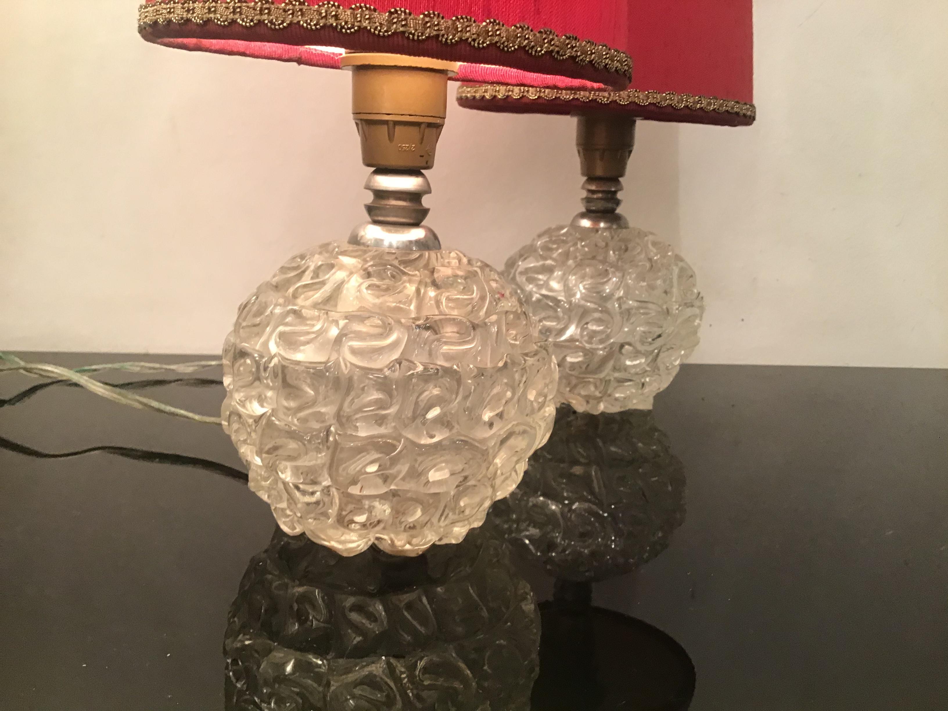 Seguso Table Lamps Murano Glass Metal Crome Lampshade 1940 Italy  For Sale 13