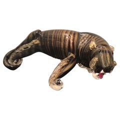 Seguso Tiger Murano Gold Glass 1960 Italy