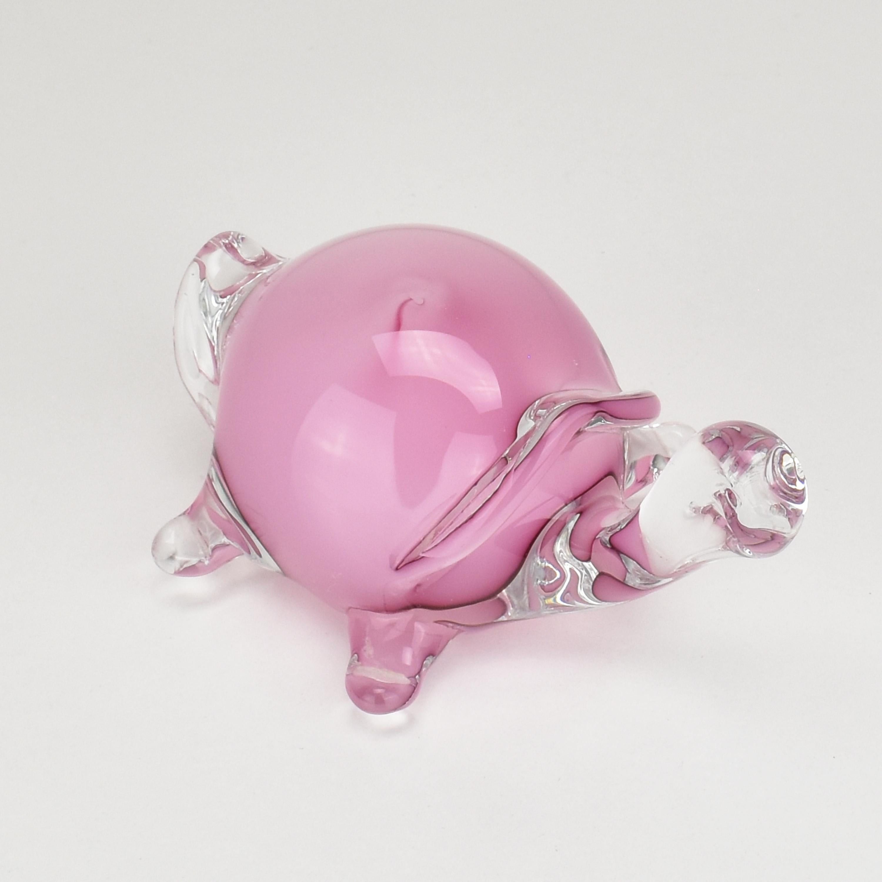 Mid-Century Modern Seguso Tortoise Turtle Figurine Sculpture Pink Alabastro Murano Studio Art Glass For Sale