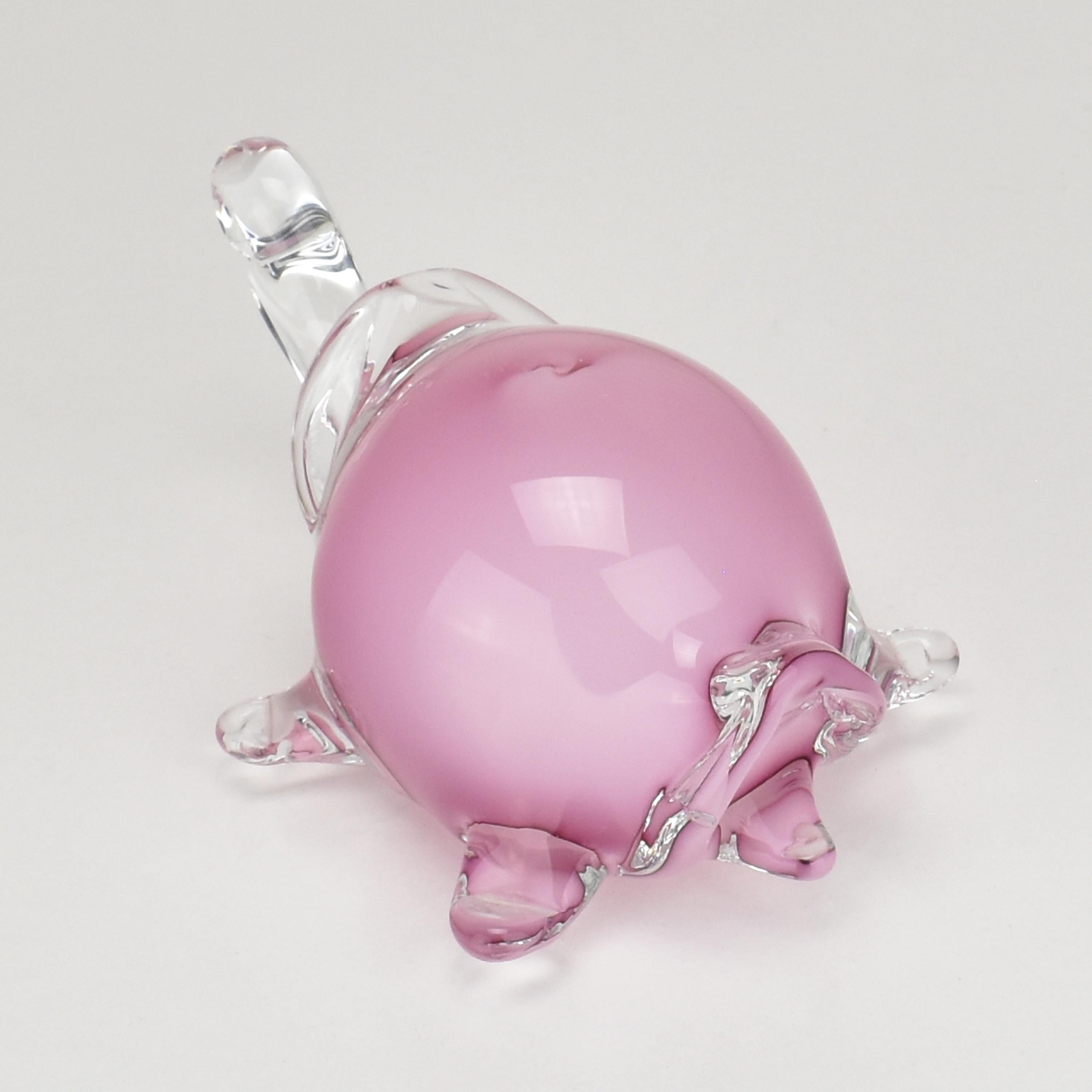 Hand-Crafted Seguso Tortoise Turtle Figurine Sculpture Pink Alabastro Murano Studio Art Glass For Sale