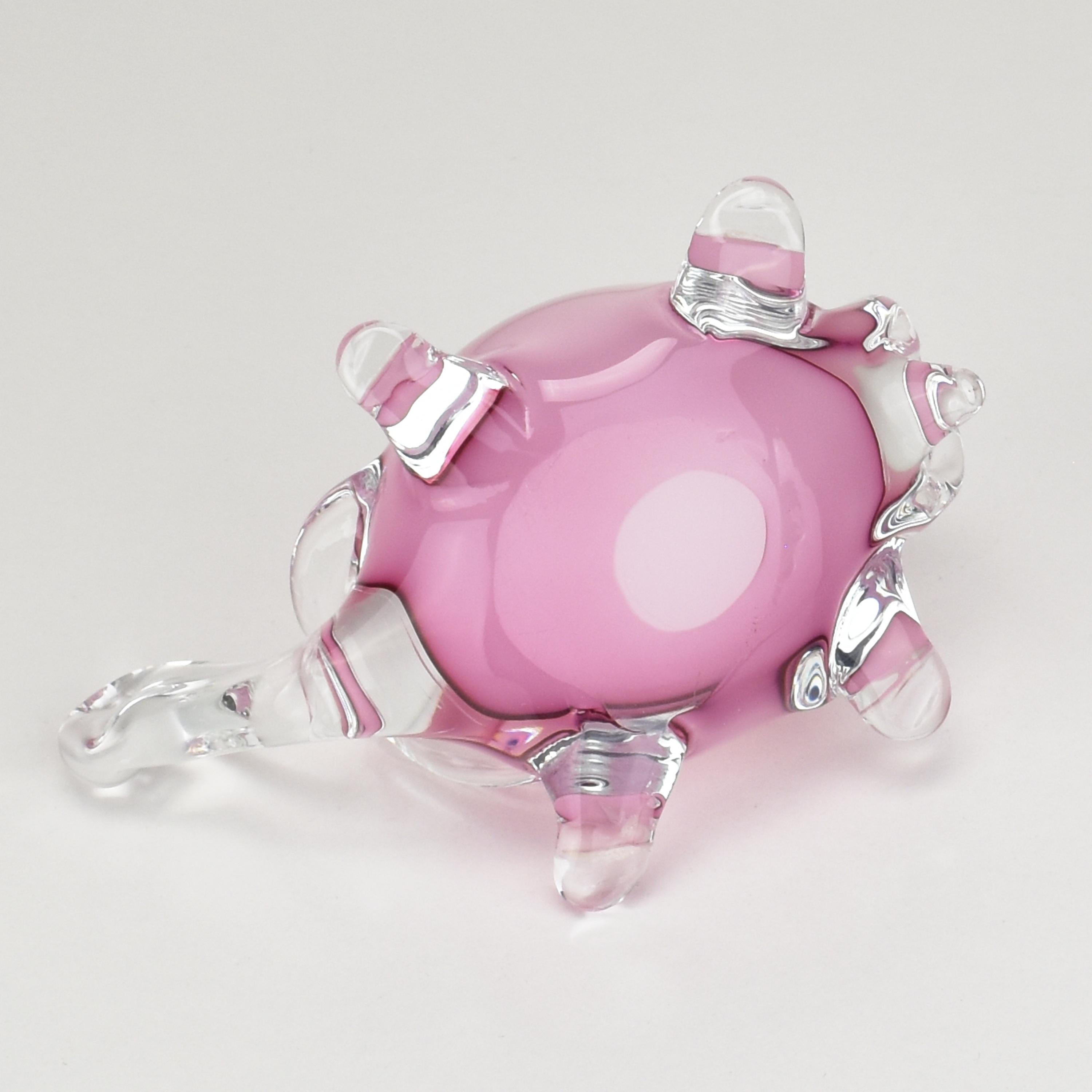 Seguso Tortoise Turtle Figurine Sculpture Pink Alabastro Murano Studio Art Glass In Good Condition For Sale In Bad Säckingen, DE