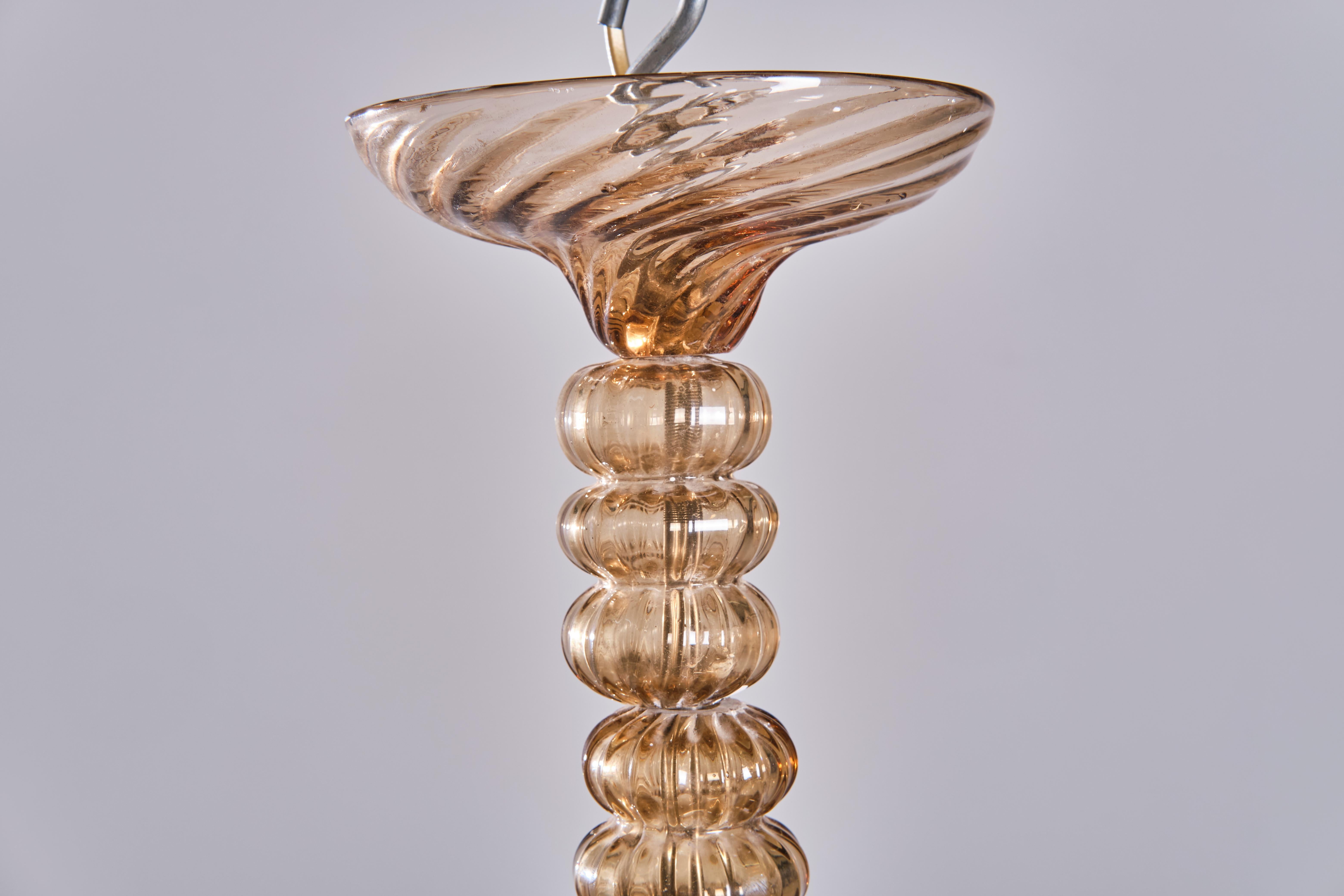 Seguso Due lampadari in vetro di Murano, design italiano, anni '40 in vendita 4