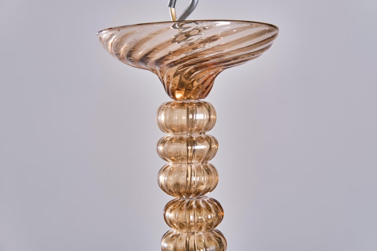 Seguso Two Murano glass chandeliers, Italian design, 1940s For Sale at
