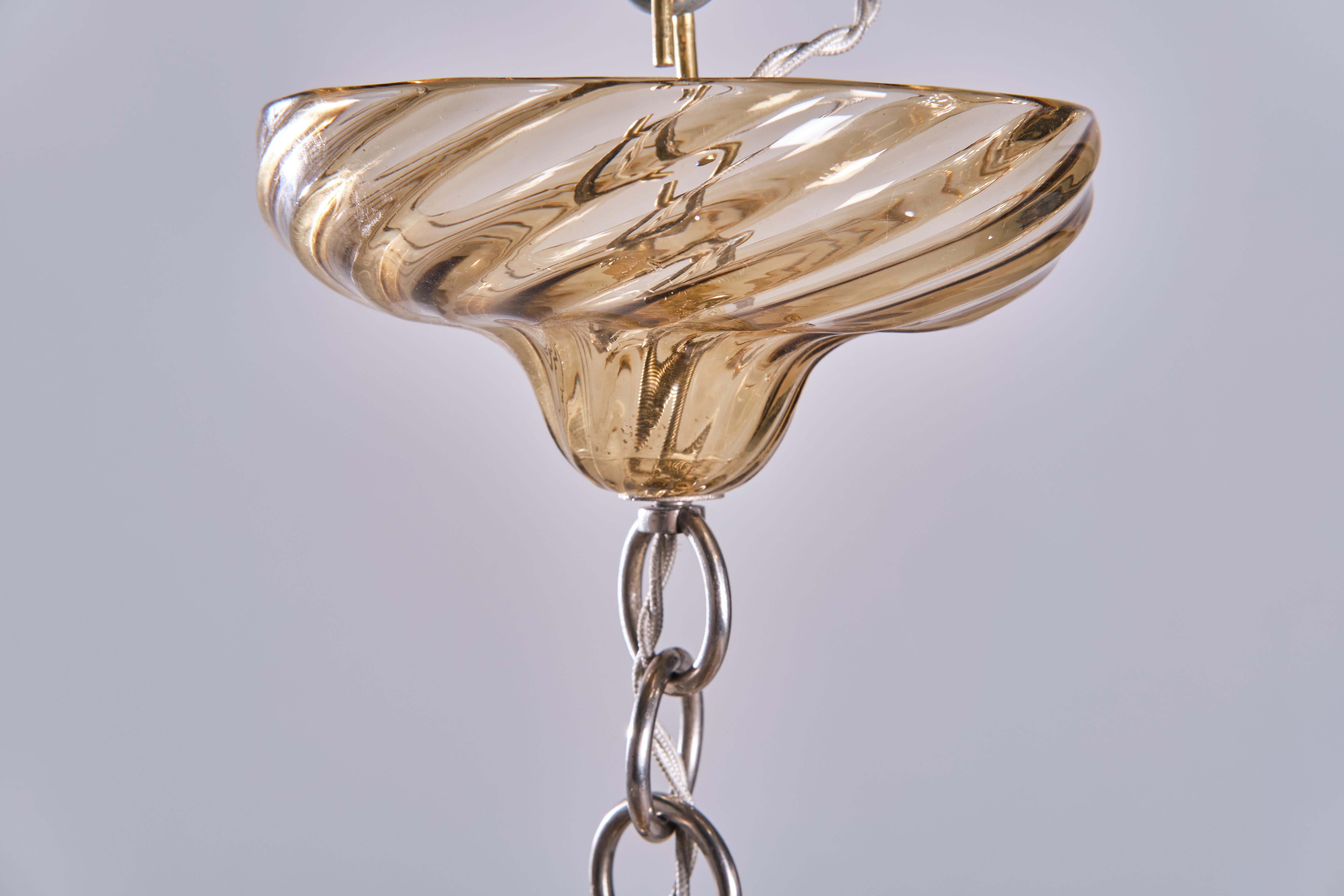 Seguso Two Murano Glass Chandeliers, Italian Design, 1940s For Sale 8
