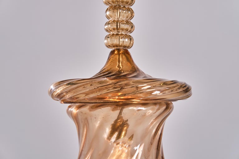 Seguso Two Murano glass chandeliers, Italian design, 1940s For Sale at