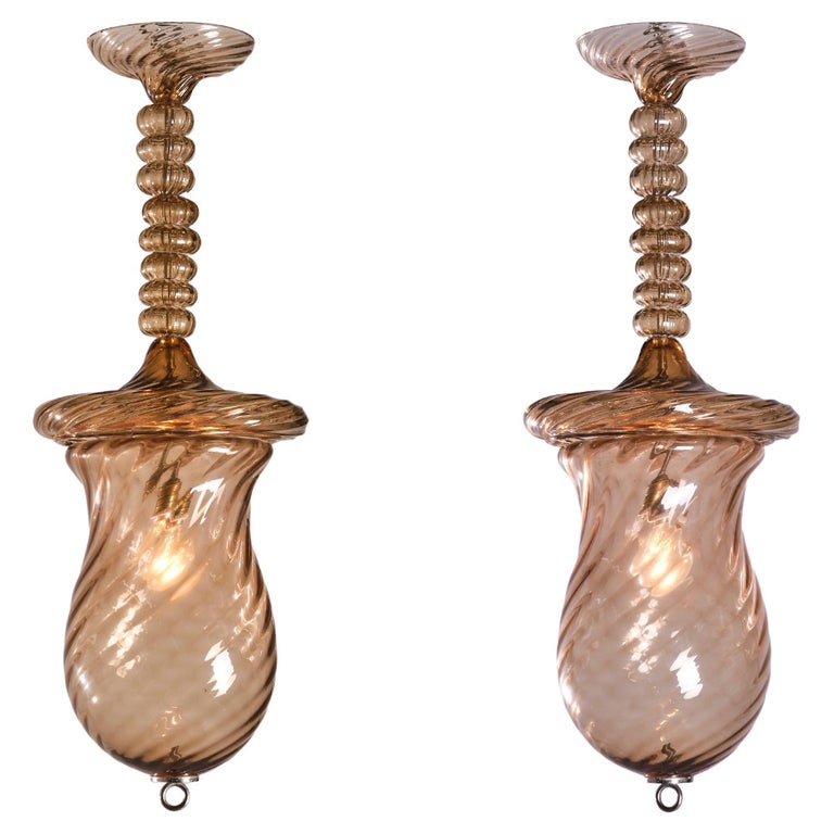 Seguso Two Murano glass chandeliers, Italian design, 1940s For Sale at