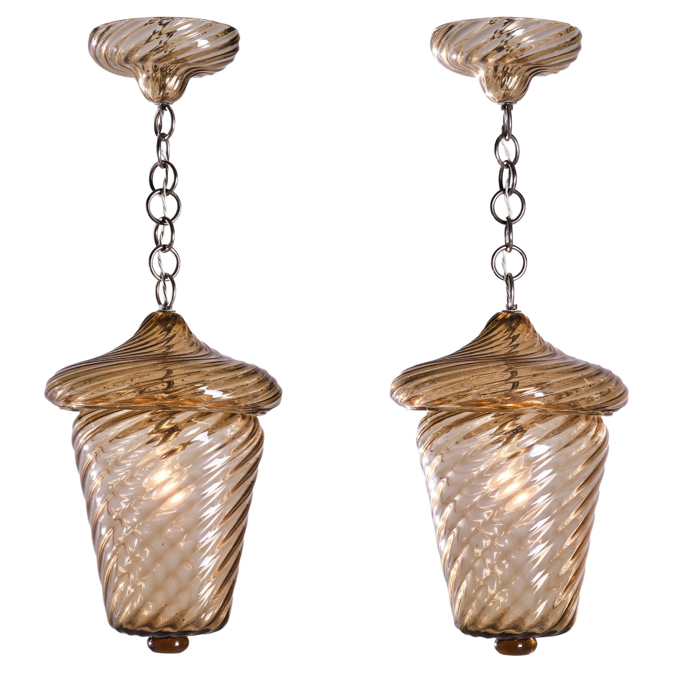 Seguso Two Murano Glass Chandeliers, Italian Design, 1940s For Sale