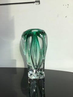 Seguso Vase Green Murano Glass, 1950, Italy