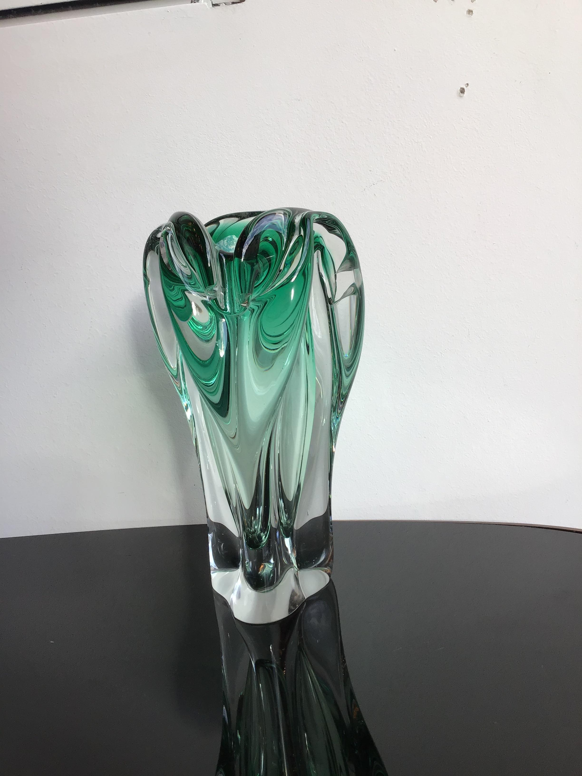 Jarrón Seguso Verde Cristal de Murano, 1950, Italia en venta 2