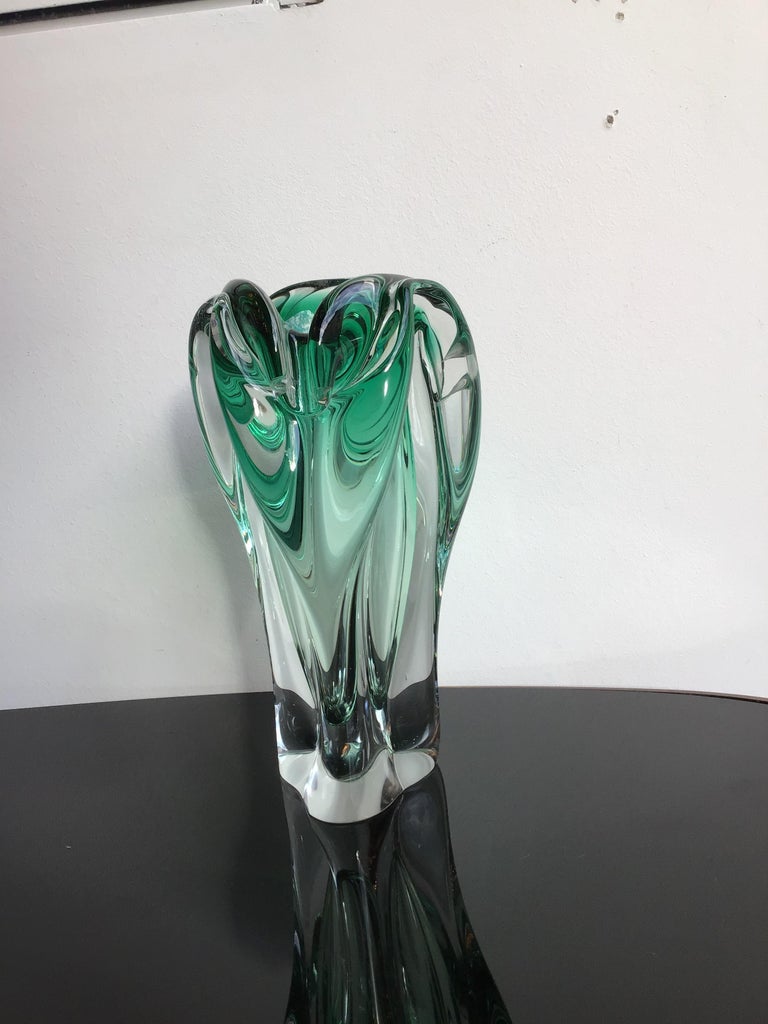 Seguso Vase Green Murano Glass, 1950, Italy For Sale 2