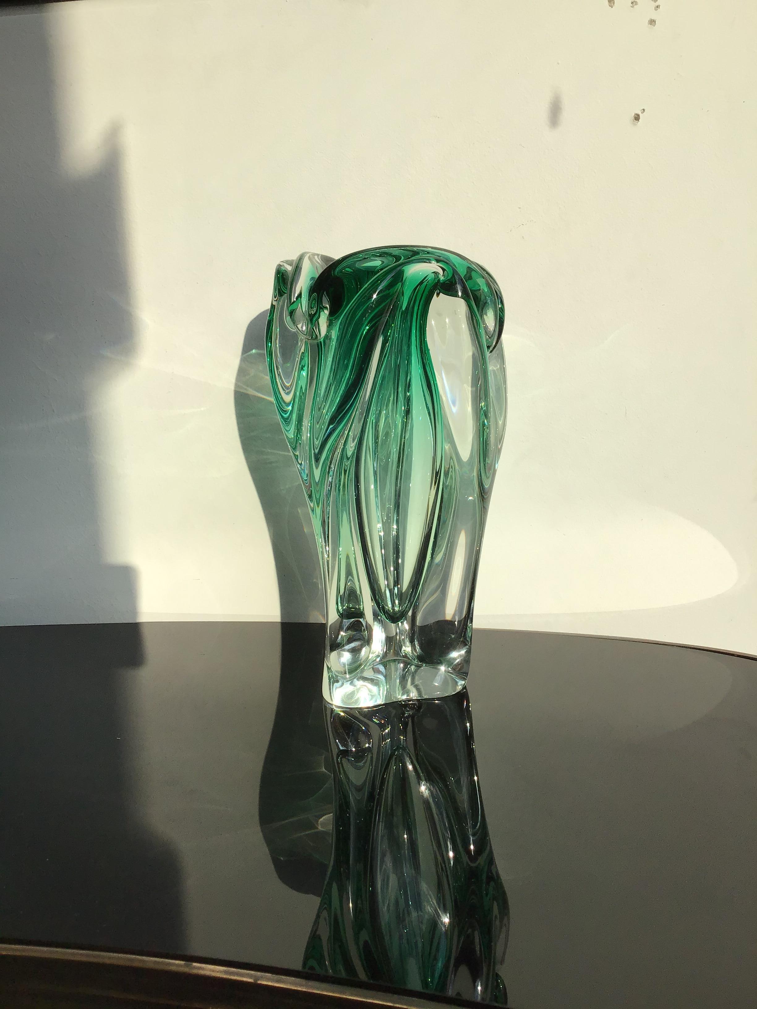 Jarrón Seguso Verde Cristal de Murano, 1950, Italia en venta 3