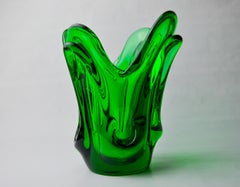 Seguso vase in green murano glass, Italy, 1960