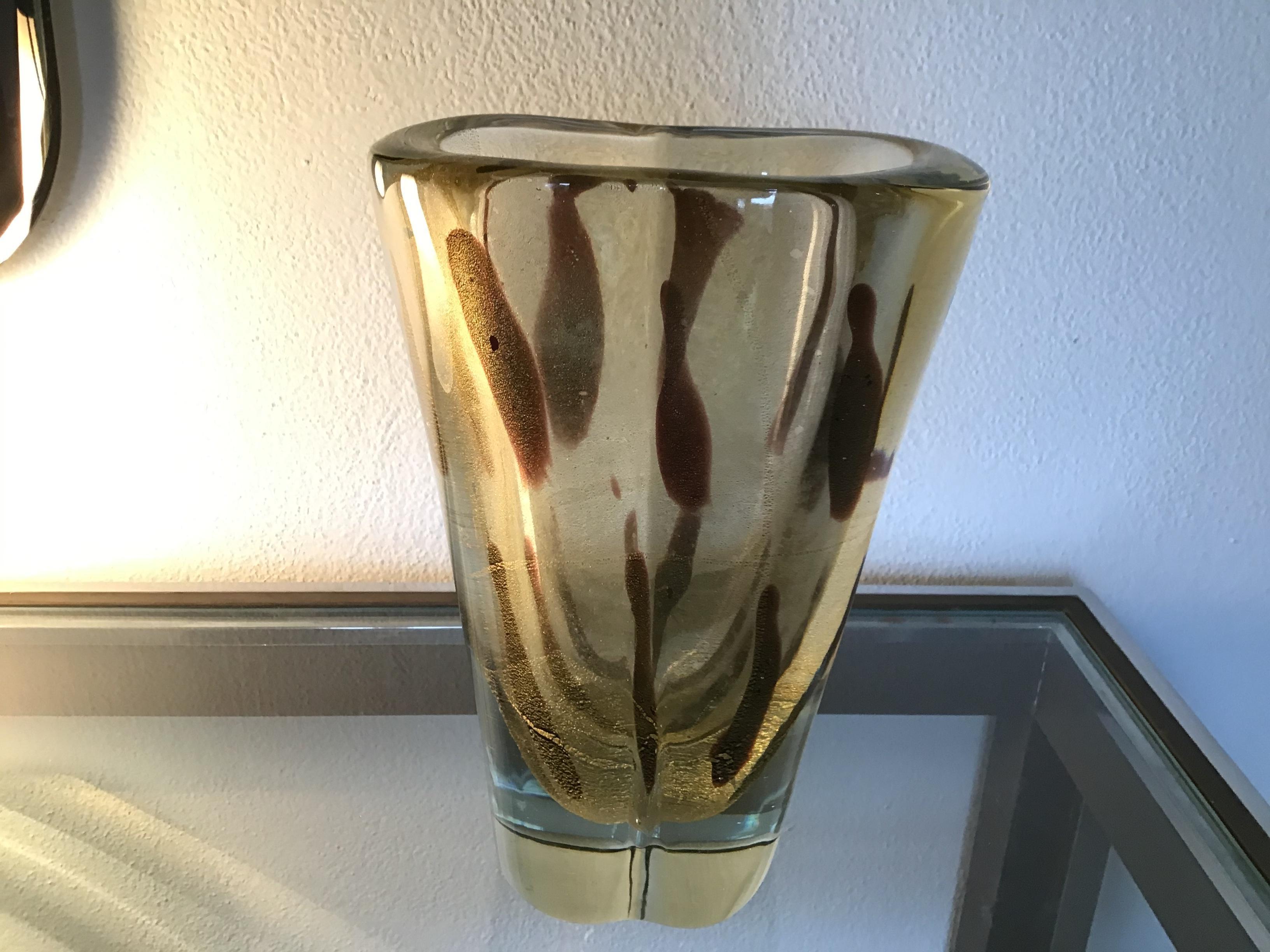 Vaso Seguso in vetro di Murano 1950 Italia.