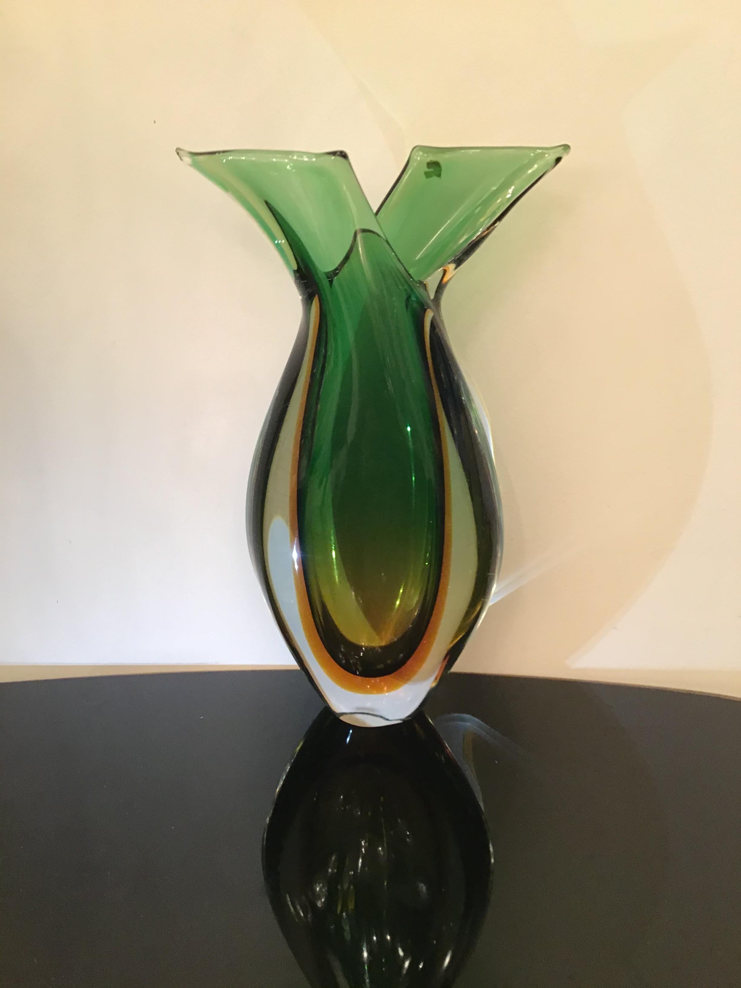 Vaso Seguso in vetro di Murano, 1955, Italia in vendita 4