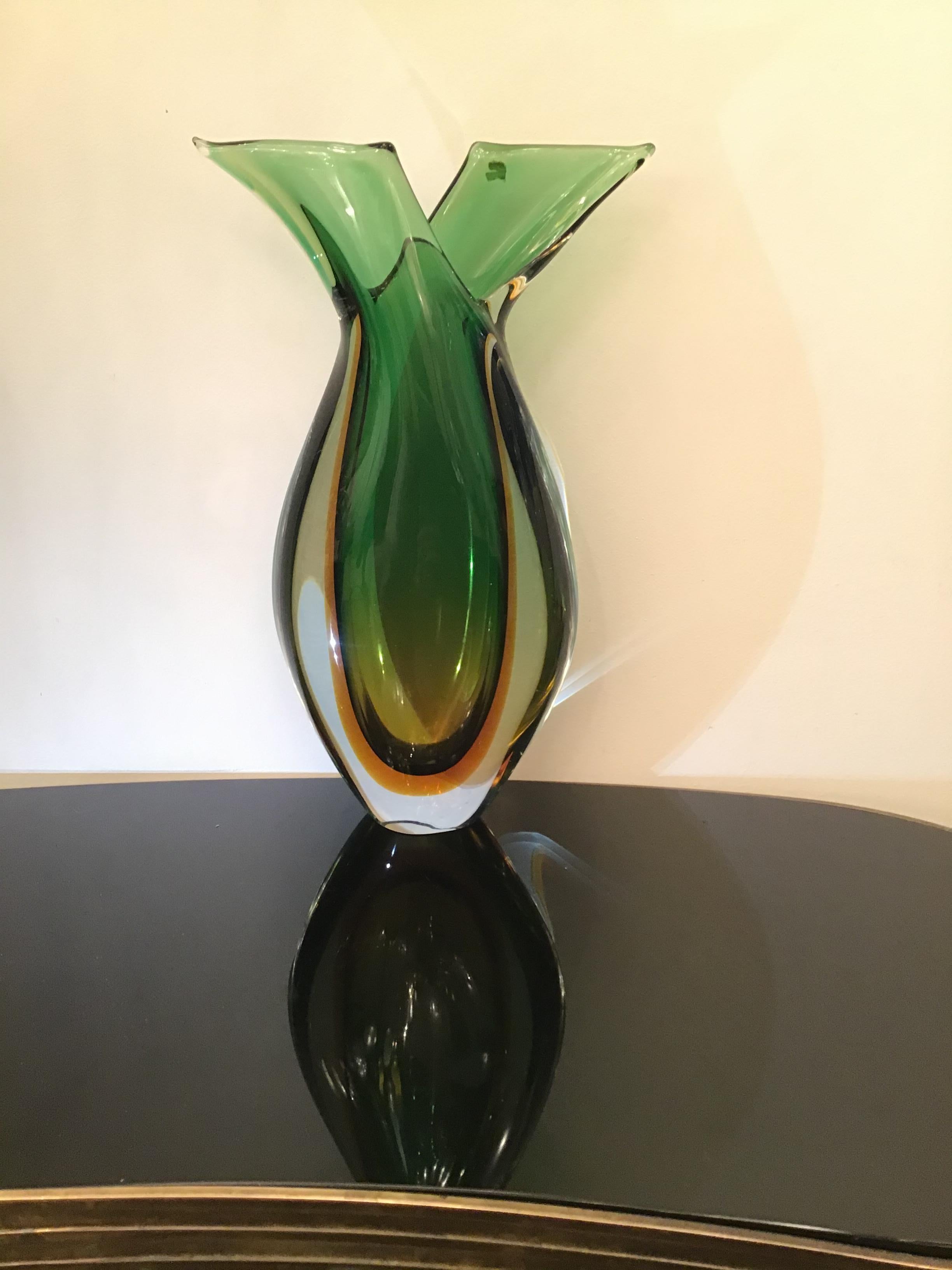 Vase Seguso en verre de Murano, 1955, Italie en vente 6