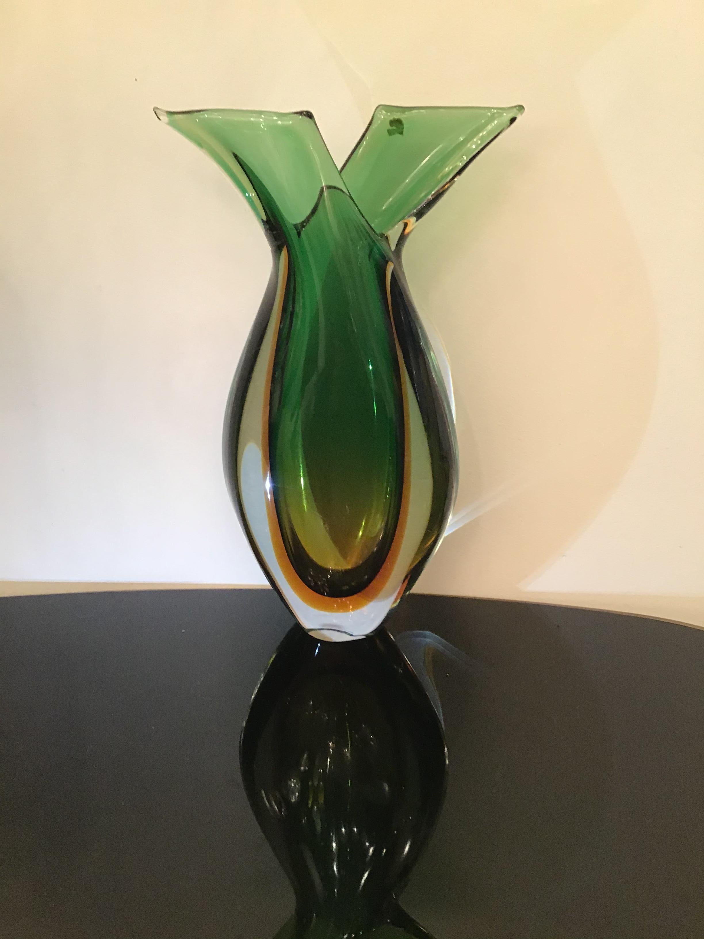 Vase Seguso en verre de Murano, 1955, Italie en vente 8