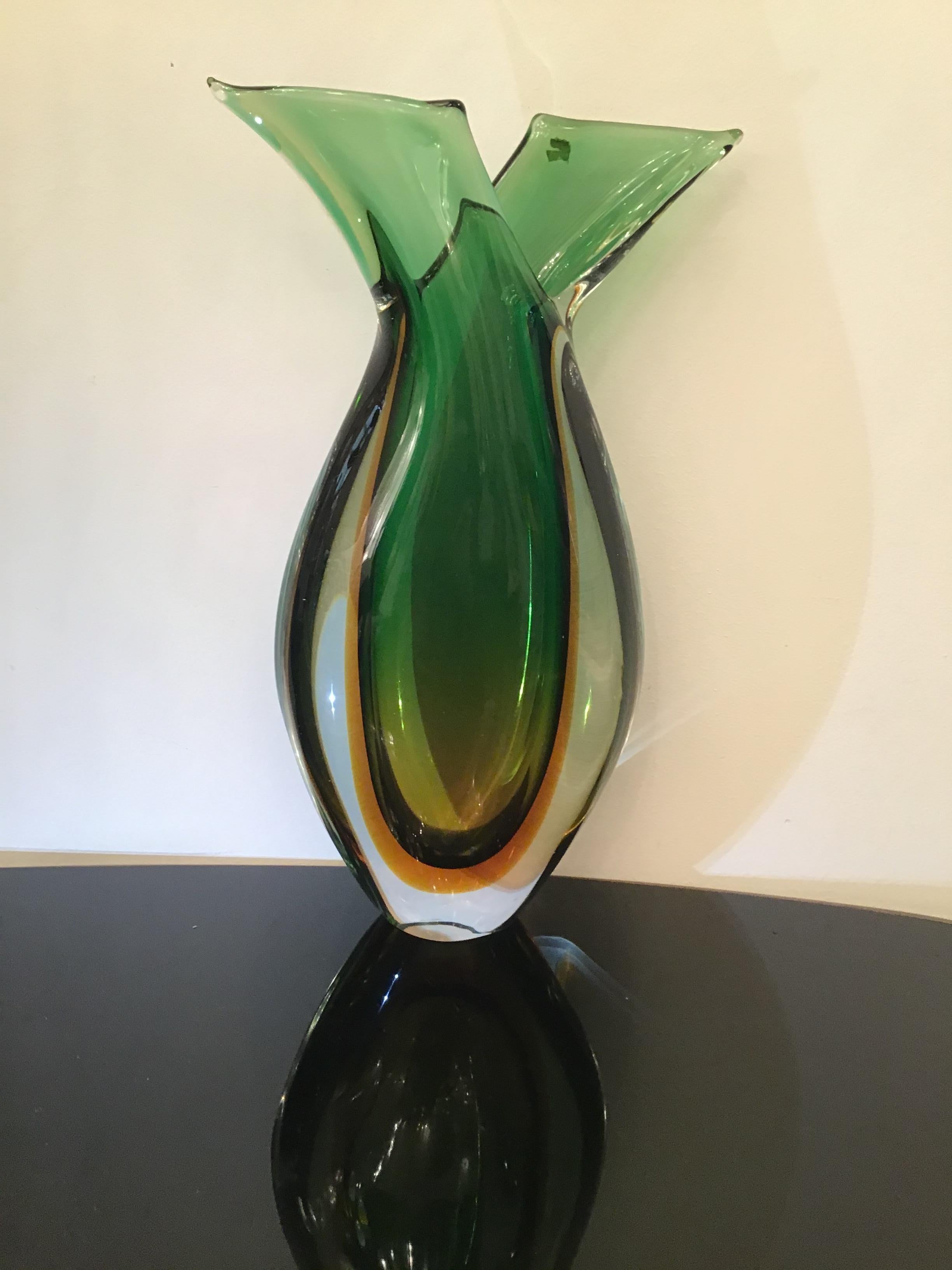 Italian Seguso Vase Murano Glass, 1955, Italy For Sale