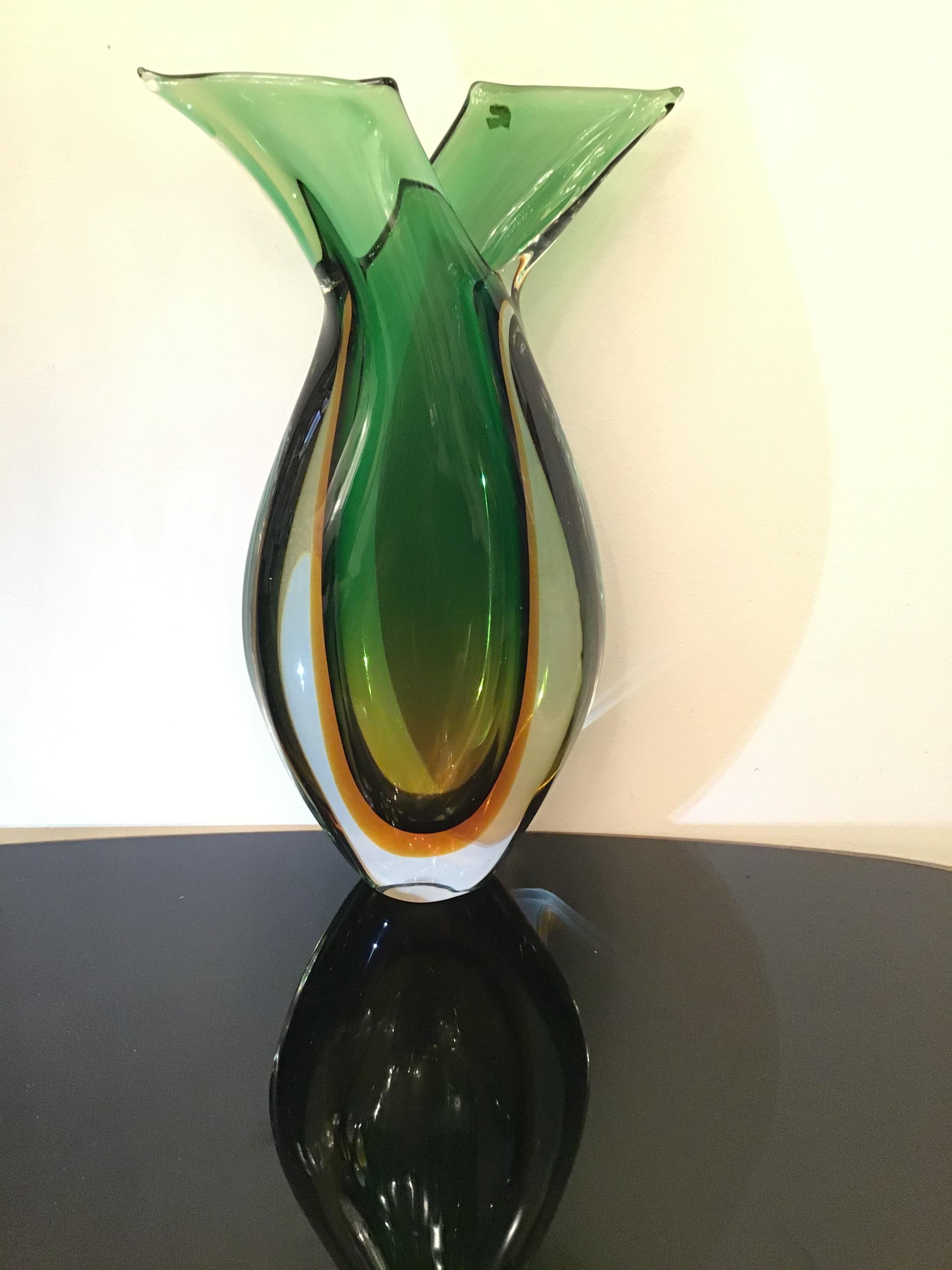 Vase Seguso en verre de Murano, 1955, Italie Excellent état - En vente à Milano, IT