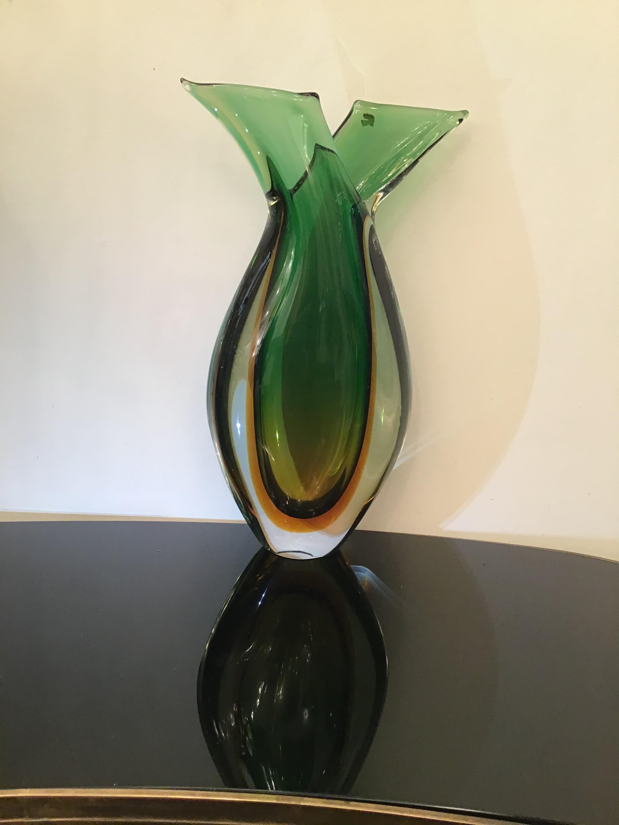 Milieu du XXe siècle Vase Seguso en verre de Murano, 1955, Italie en vente