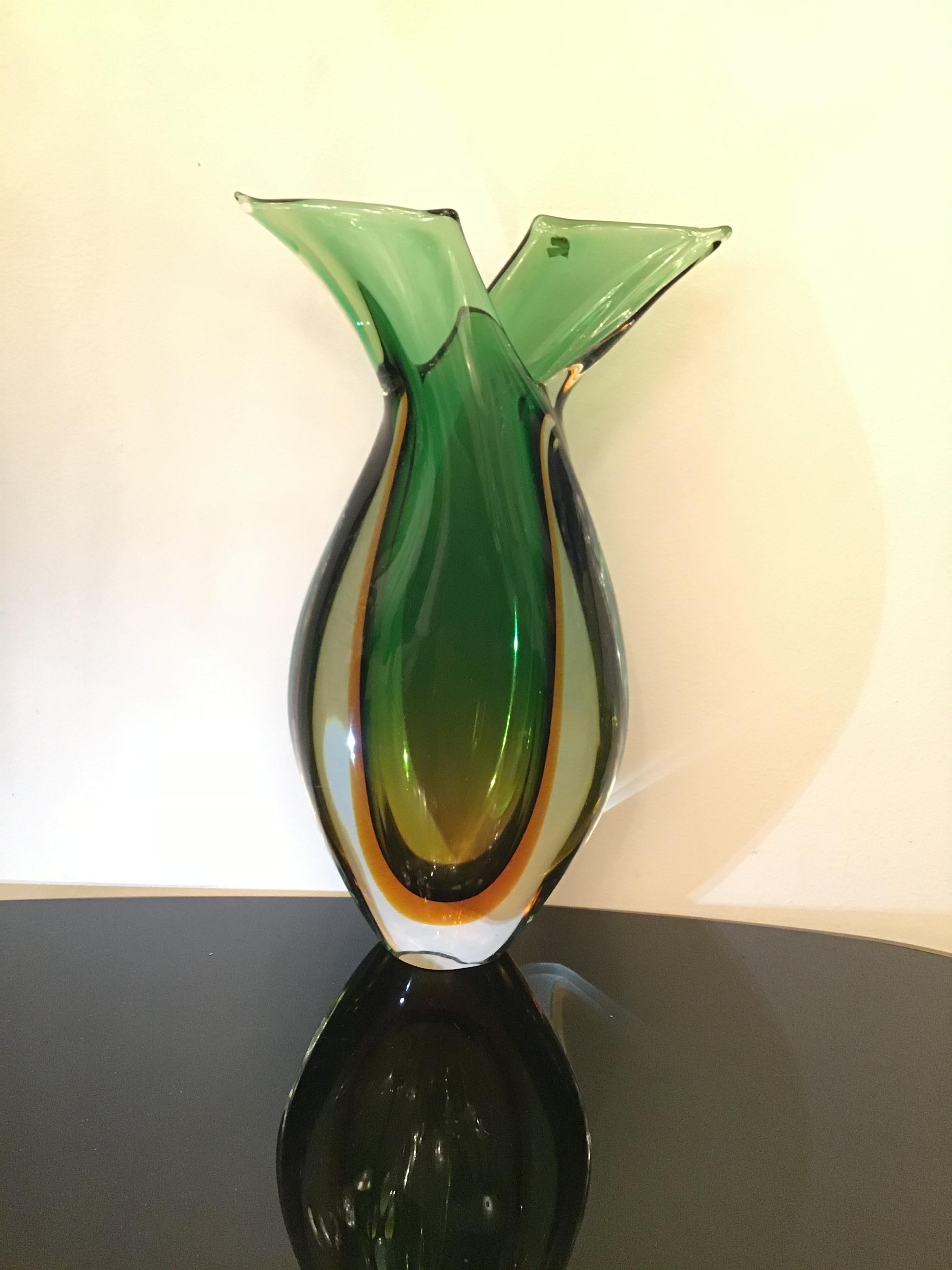 Vaso Seguso in vetro di Murano, 1955, Italia in vendita 1