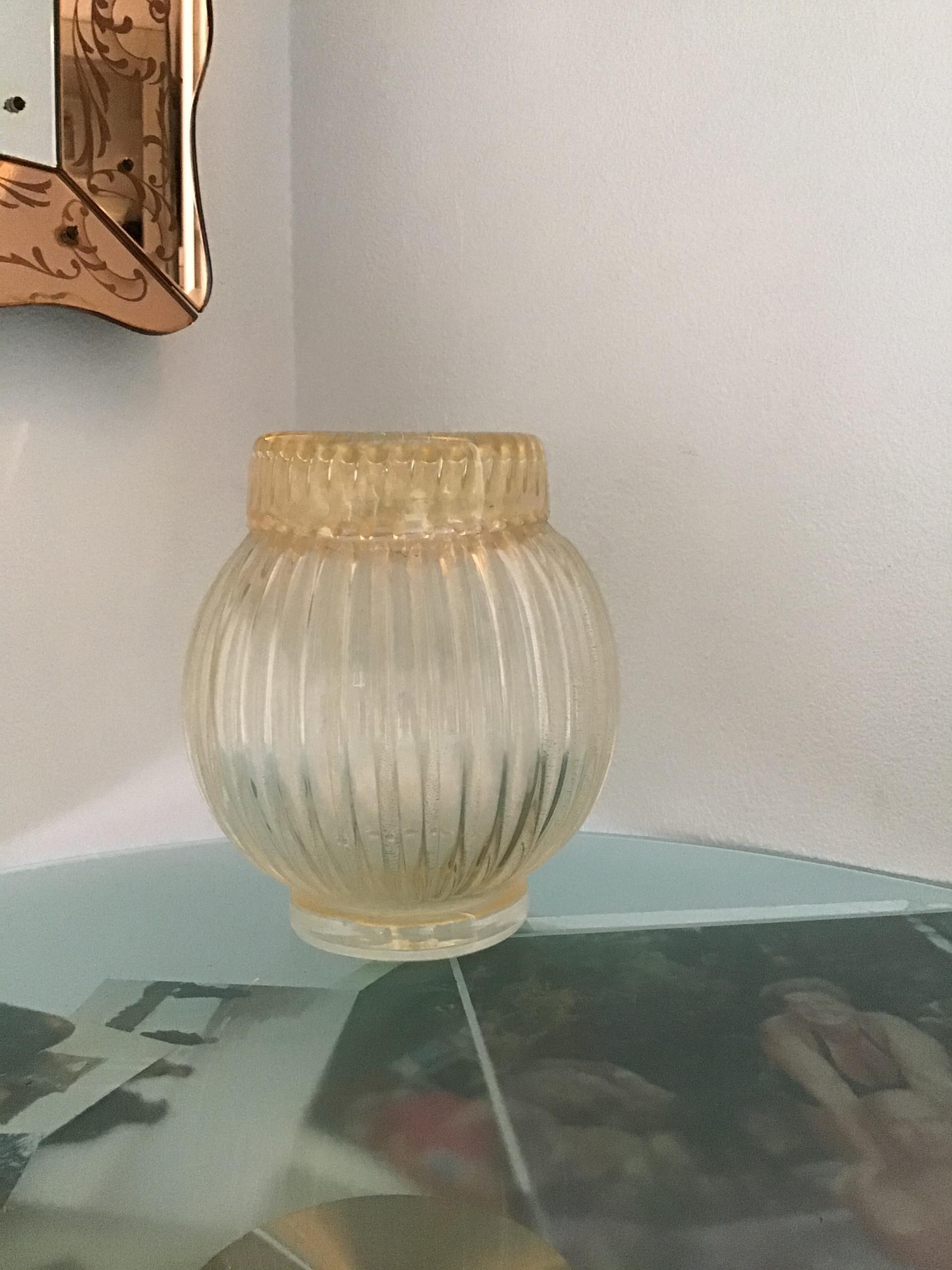 Mid-20th Century Seguso Vase Murano Glass with Gold Leaf 1955 Italy For Sale