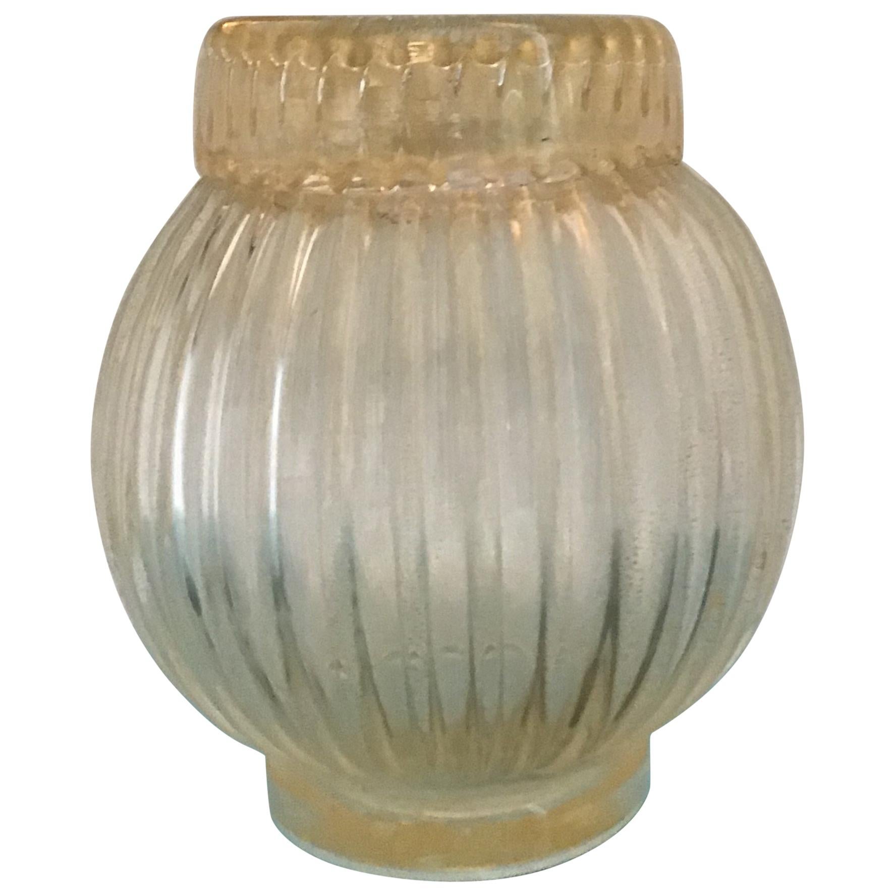 Seguso Vase Murano Glass with Gold Leaf 1955 Italy For Sale