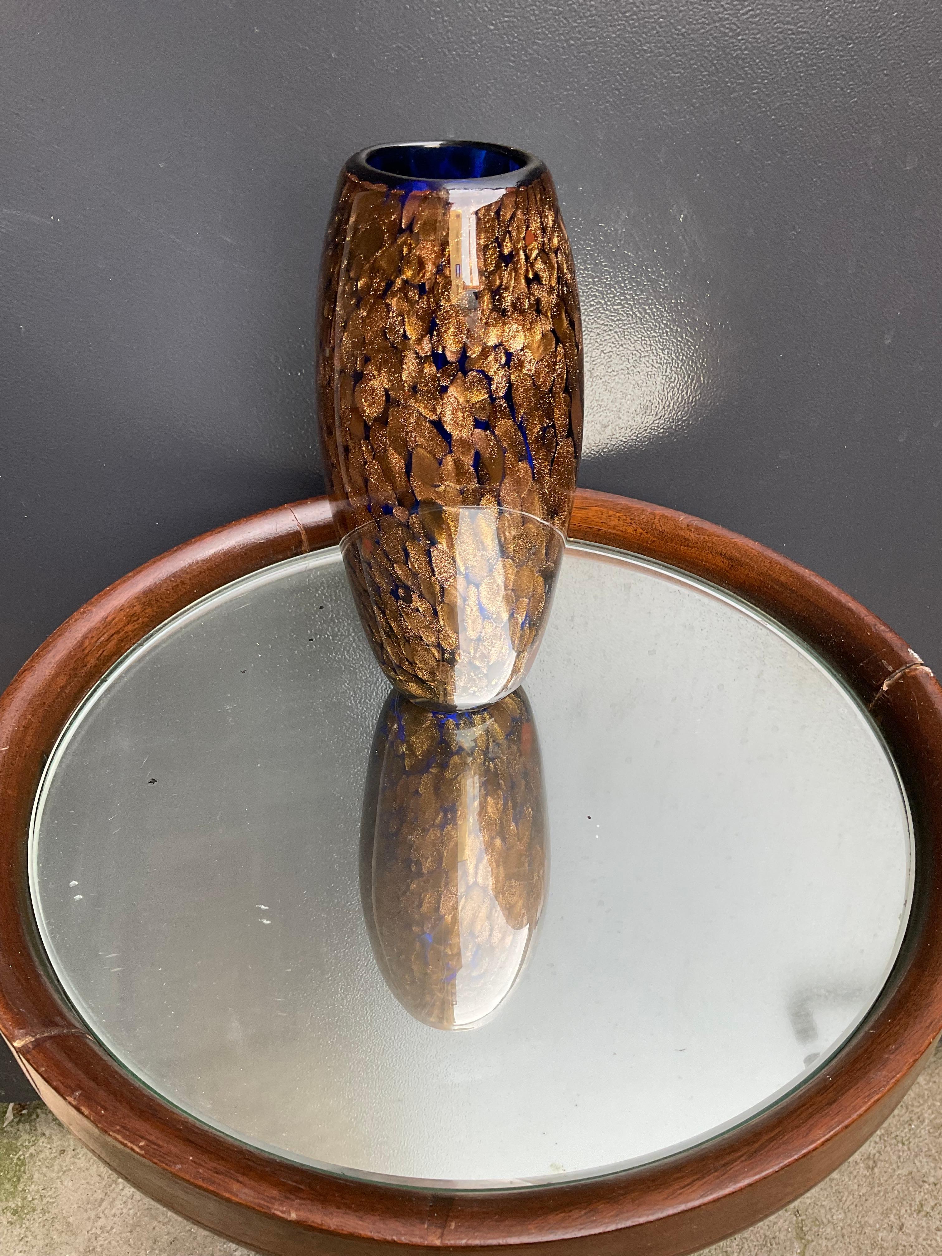 Mid-Century Modern SEGUSO - Vase avec aventurine - Verre de Murano - 1960 en vente