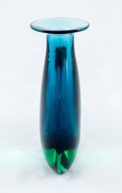 Mid-Century Seguso Vetri d'Arte Lamp Base, Aqua Glass, Italy, 1950s