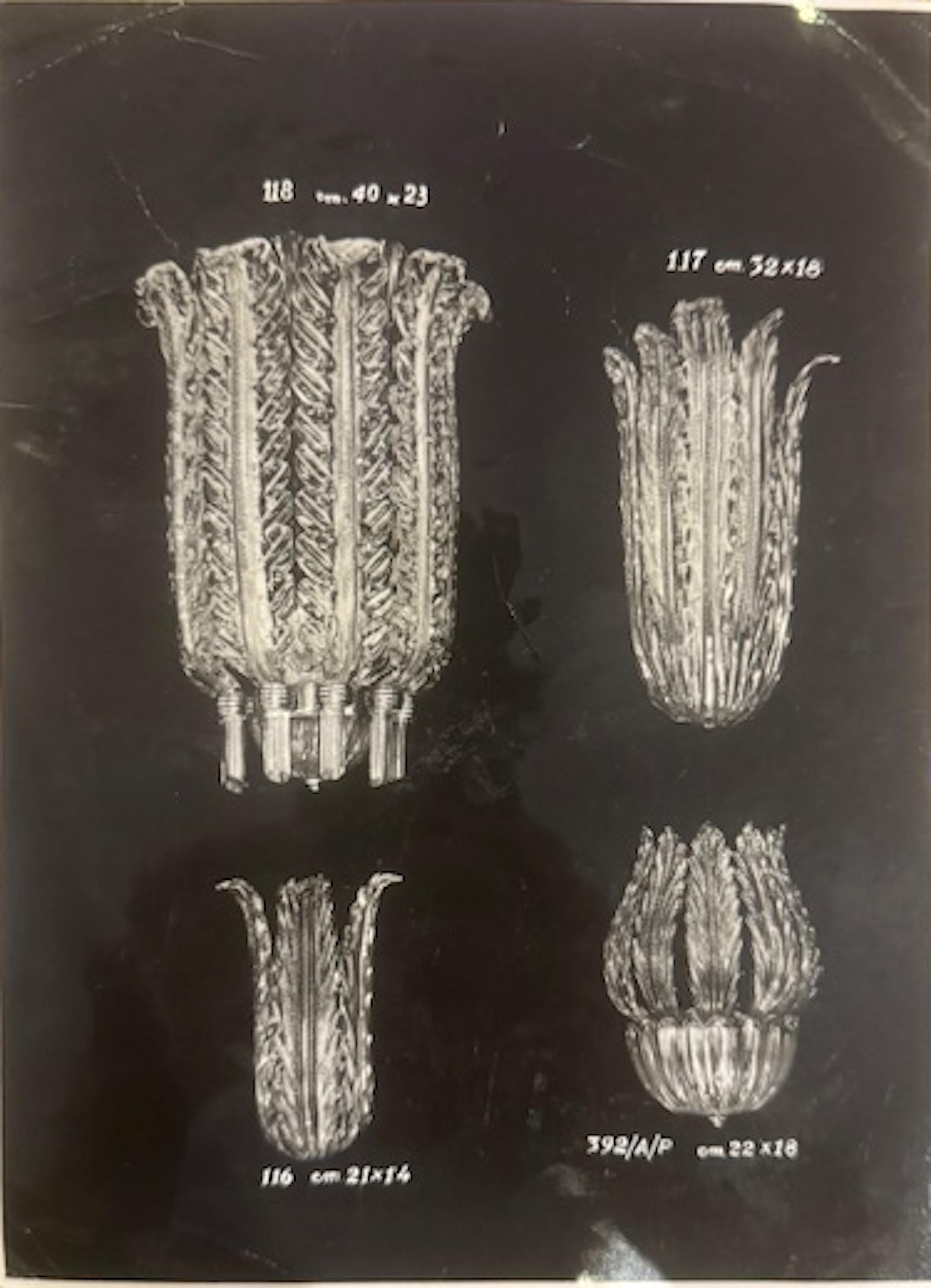 Seguso Vetri D' Arte 1950er Jahre dokumentiert Aventurin Glas Blatt Wandleuchter 