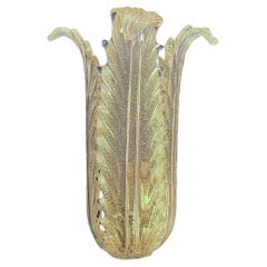 Seguso Vetri D' Arte 1950er Jahre dokumentiert Aventurin Glas Blatt Wandleuchter "Model No. 116"