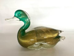 SEGUSO Vetri D’ Arte Flavio Poli Murano Glass BULLICANTE Resting Duck Sculpture