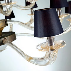 Seguso Vetri d'Arte Murano Glass Nelle Alpi Chandelier, Clear Gold and Bronze