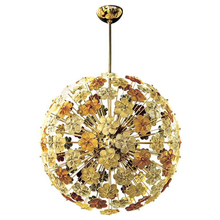 Seguso Vetri d' Arte, Murano Glass Round Chandelier For Sale
