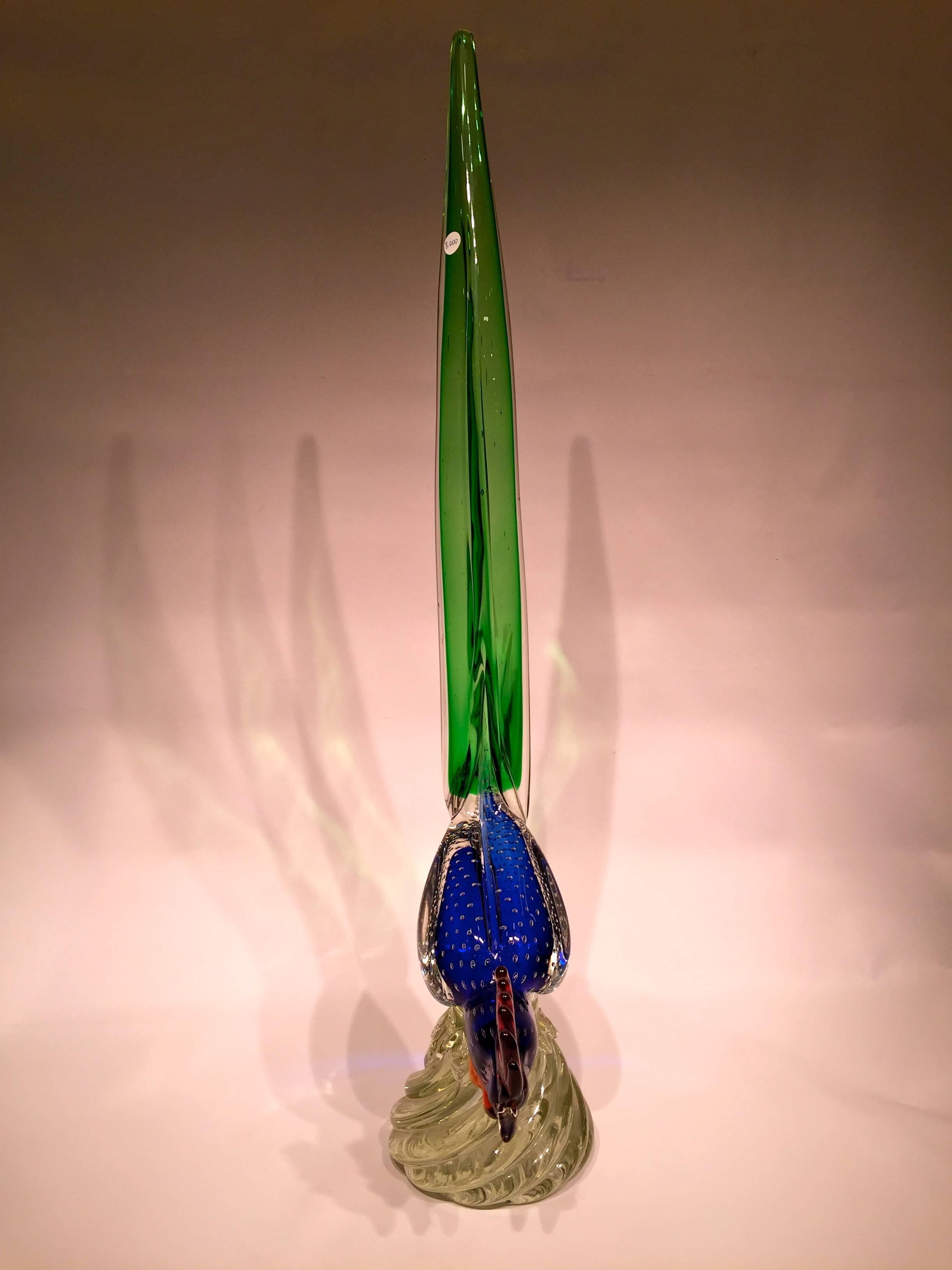 Italian Seguso Vetri D'Arte 1950 Multi-Color Cock in Murano Glass For Sale