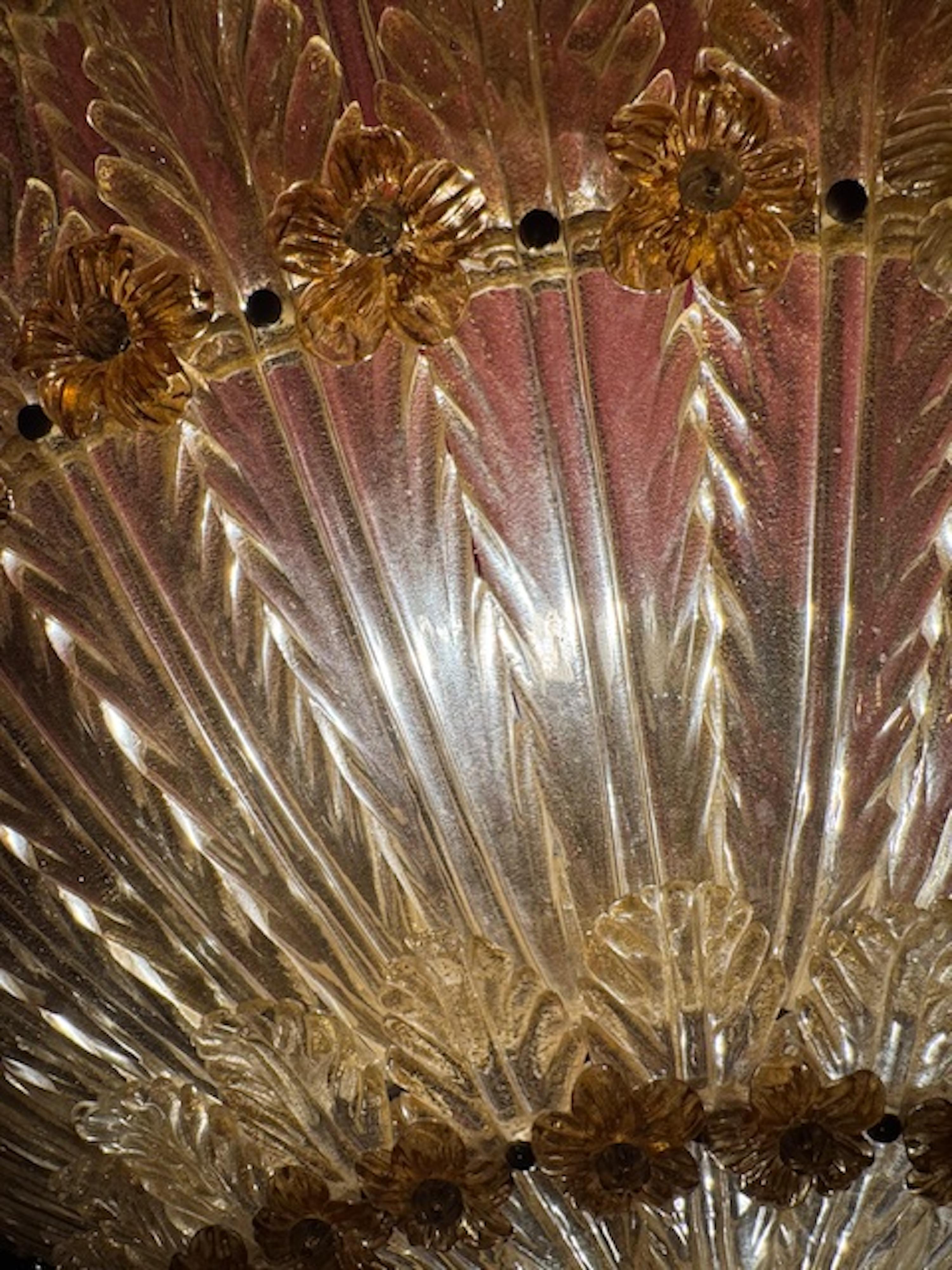 Seguso Vetri D'Arte 1950s Grand & Documented Venetian Glass Large Ceiling Light For Sale 8