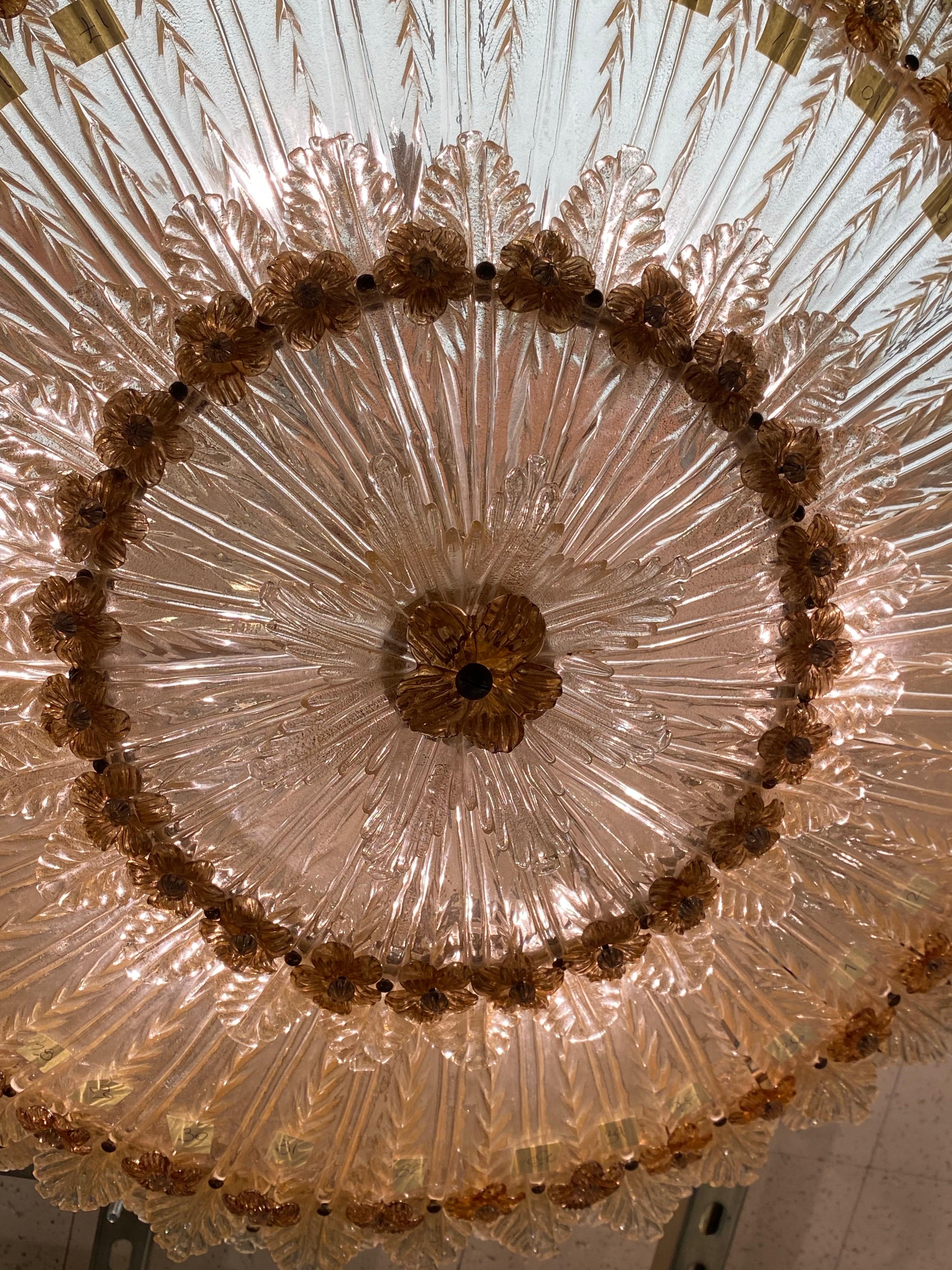 Mid-Century Modern Seguso Vetri D'Arte 1950s Grand & Documented Venetian Glass Large Ceiling Light For Sale